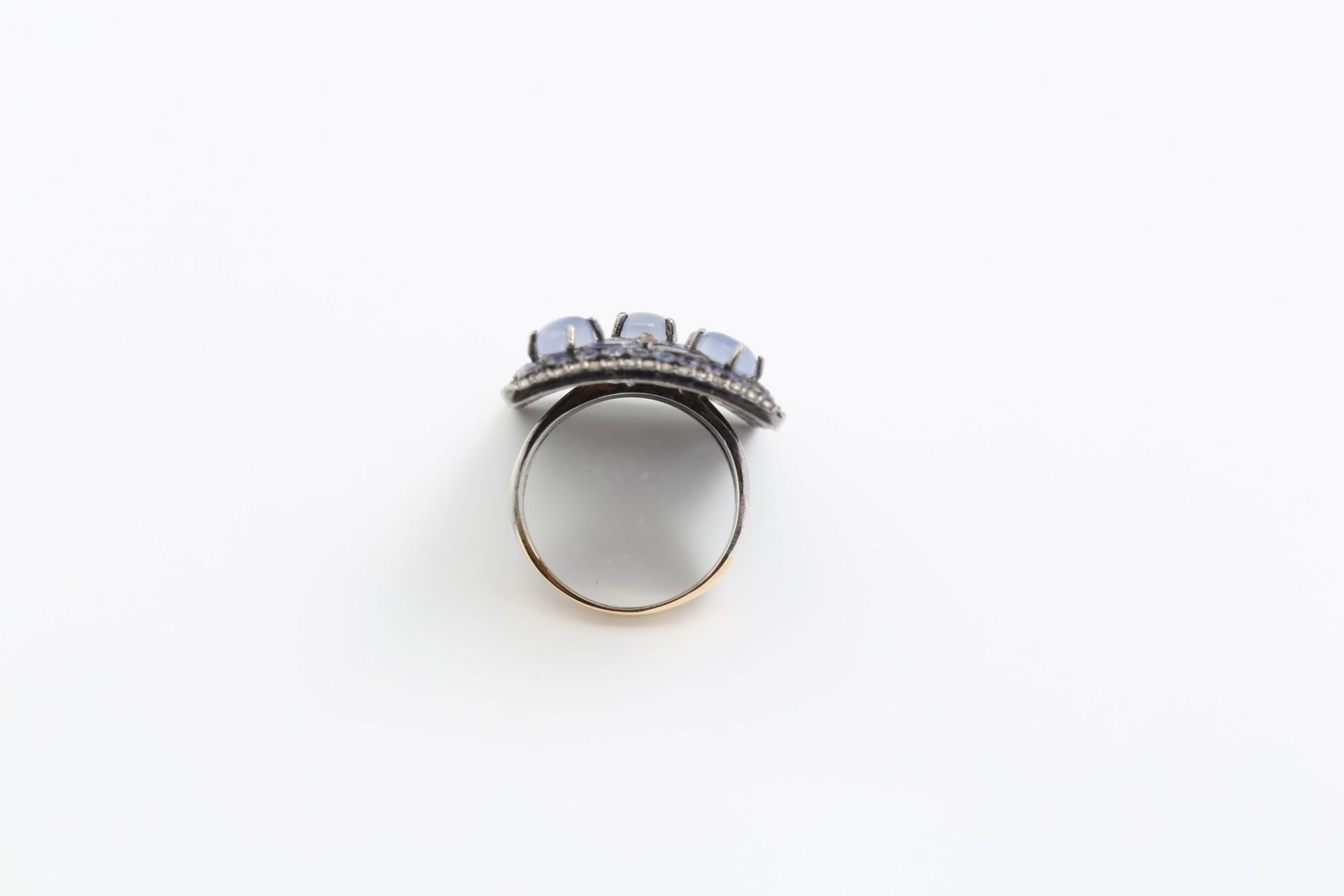 SAPPHIRE - CHALCEDONY - DIAMOND - RING - Image 7 of 9