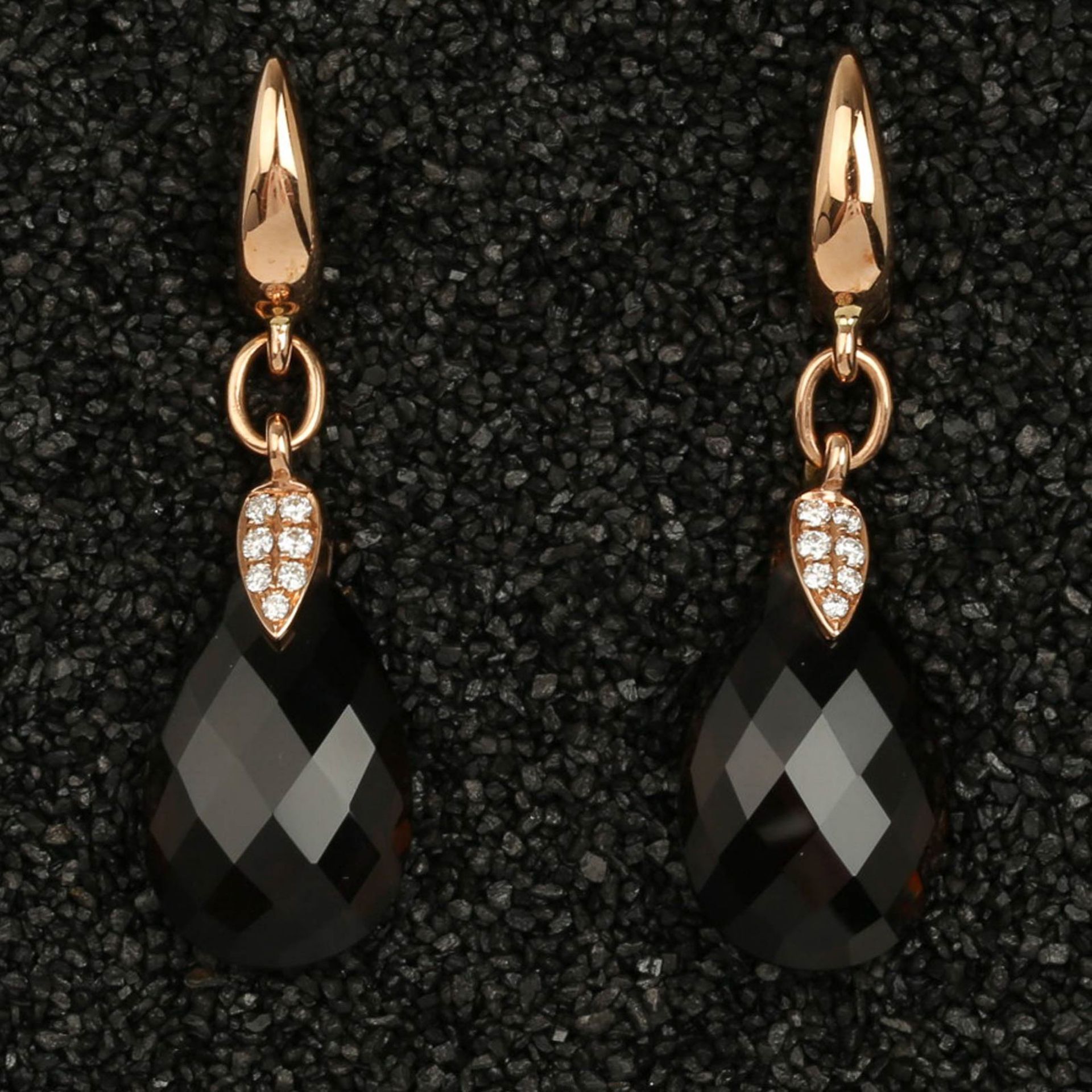 DIAMOND - SMOKY QUARTZ - EARRINGS - Bild 5 aus 6