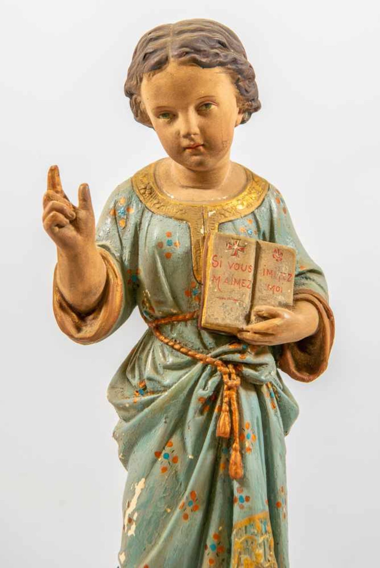 Polychrome statue of Jesus, Plaster Length: 14 cm , Width: 12,5 cm, Hight: 41,5 cm, Diameter: 0 cm - Bild 3 aus 6