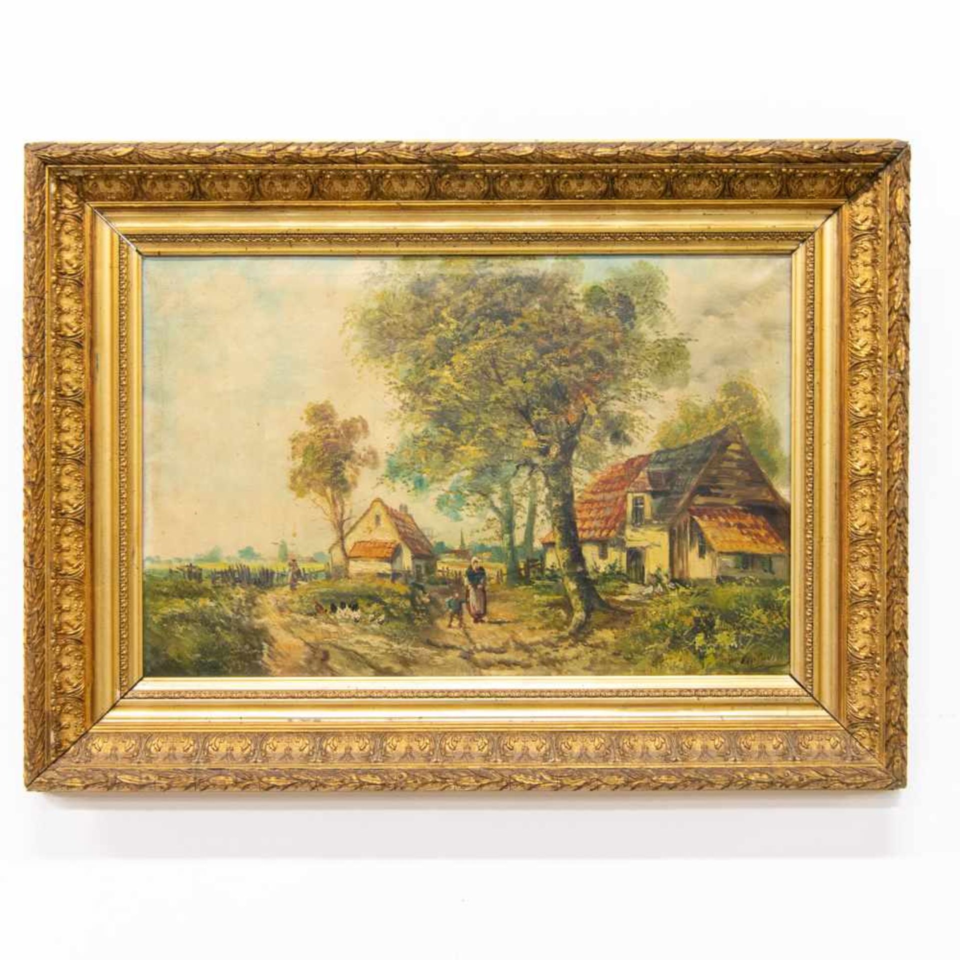 Unsigned, Farmer's Landscape, Oil/canvas, Gilt frame Length: 0 cm , Width: 97 cm, Hight: 74 cm,