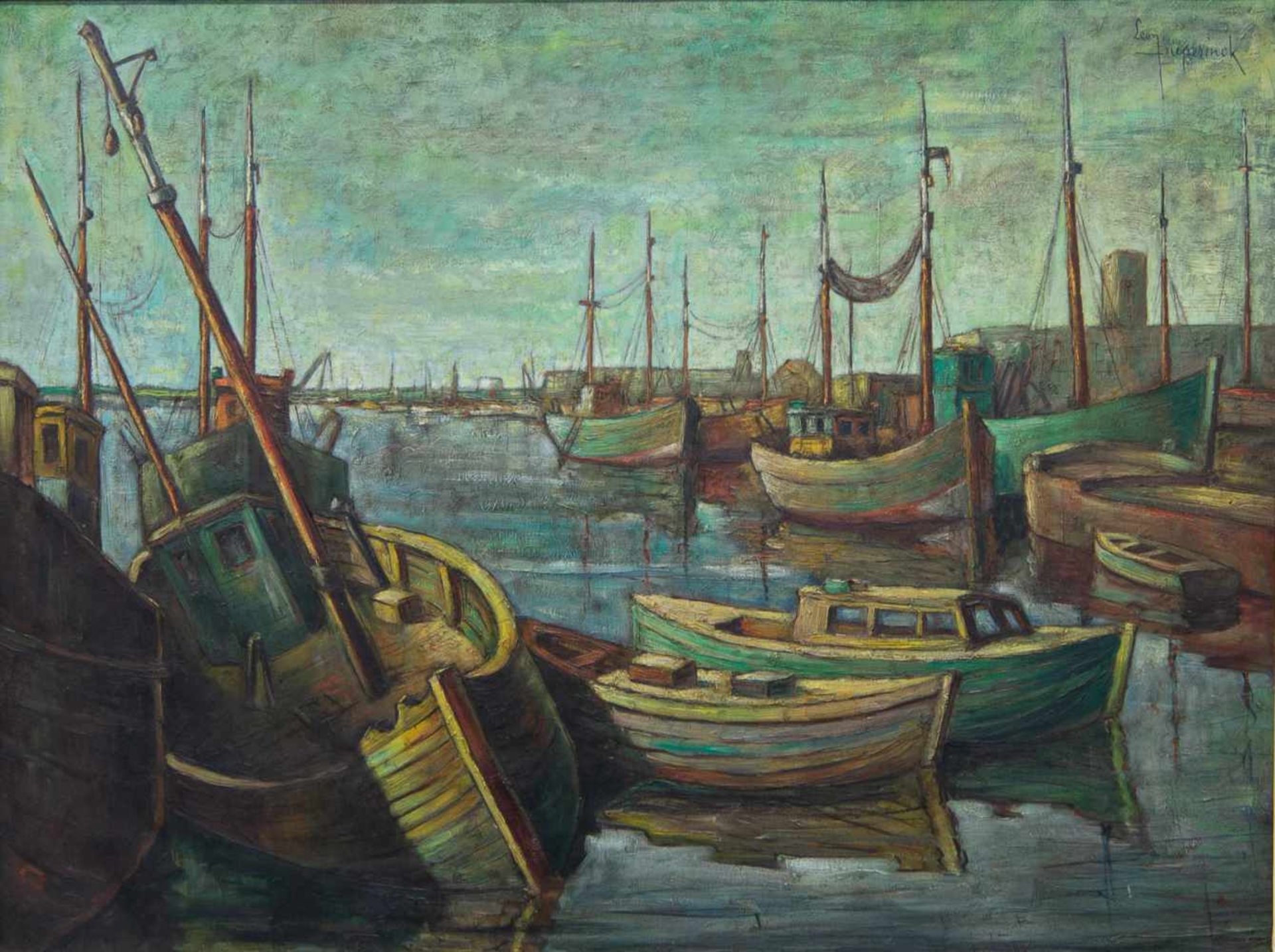 Leon DIEPERINCK (1917-?)Leon DIEPERINCK (1917-?), Harbor vieuw, Oil/canvas. Length: 0 cm , Width: - Bild 2 aus 6