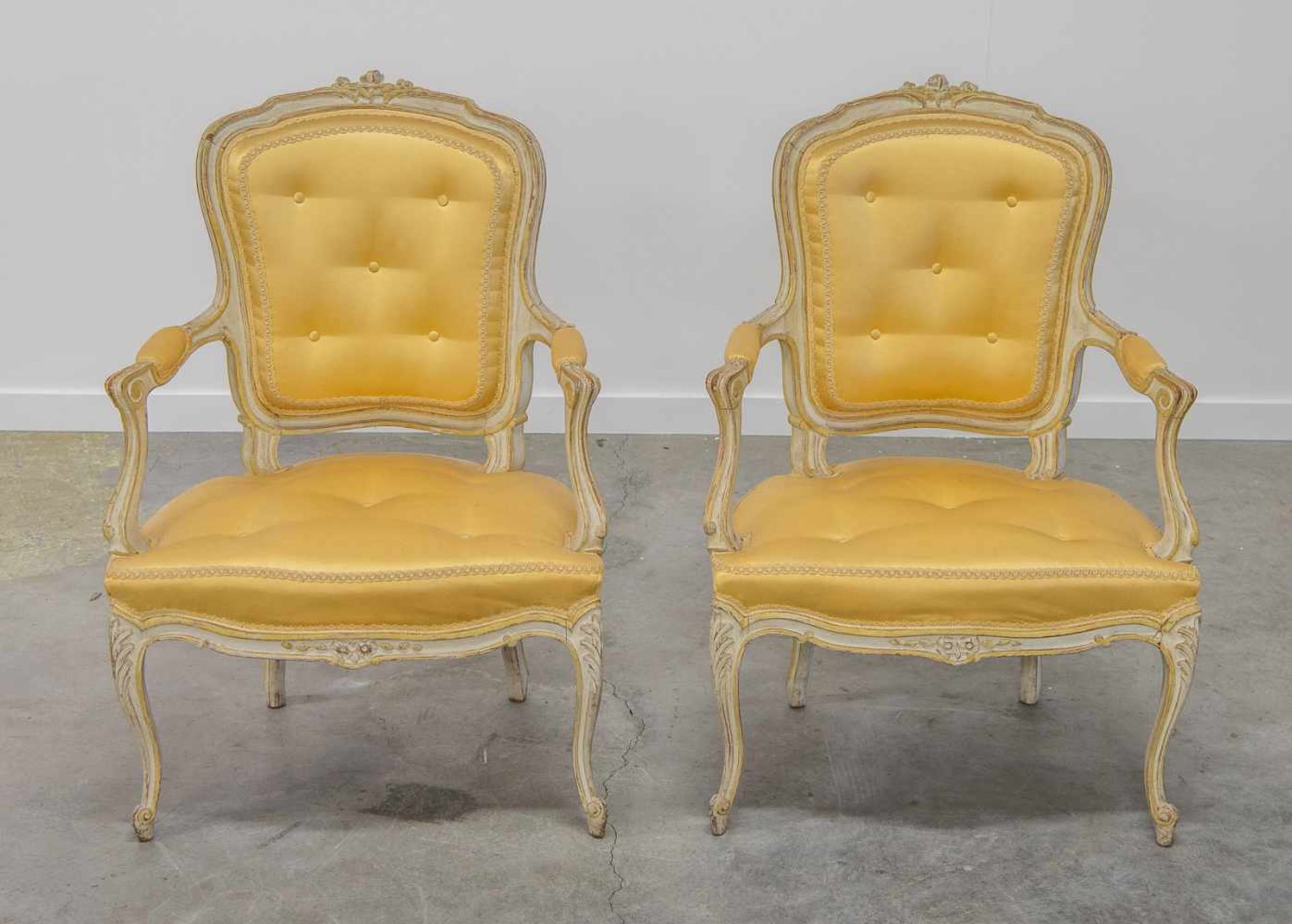 Pair of handsculpted armchairs, LXV style, 1900's. Length: 0 cm , Width: 0 cm, Hight: 0 cm, - Bild 2 aus 6