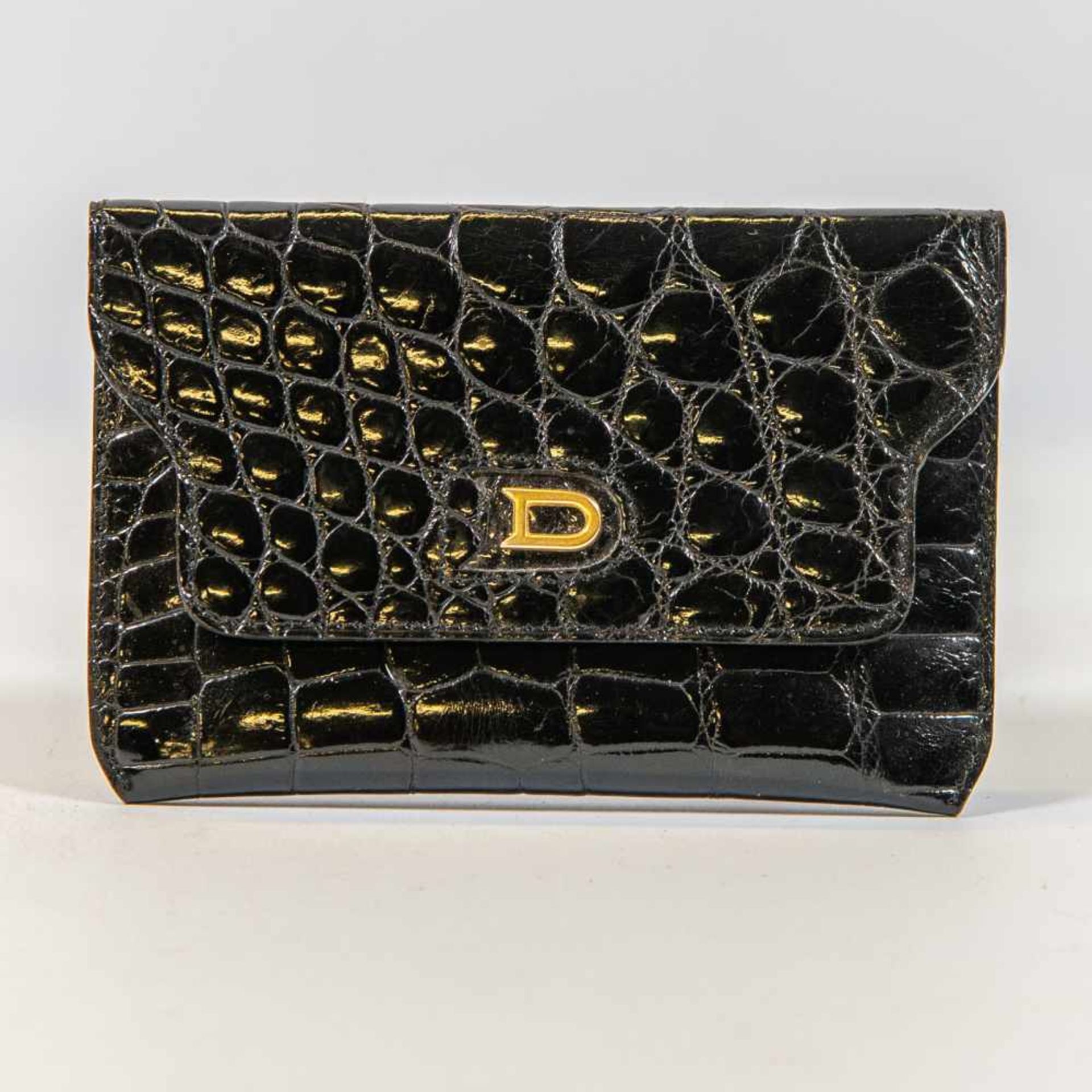 Black wallet, Aligator Leather, Delvaux, België Length: 14 cm , Width: 9 cm, Hight: 0 cm,