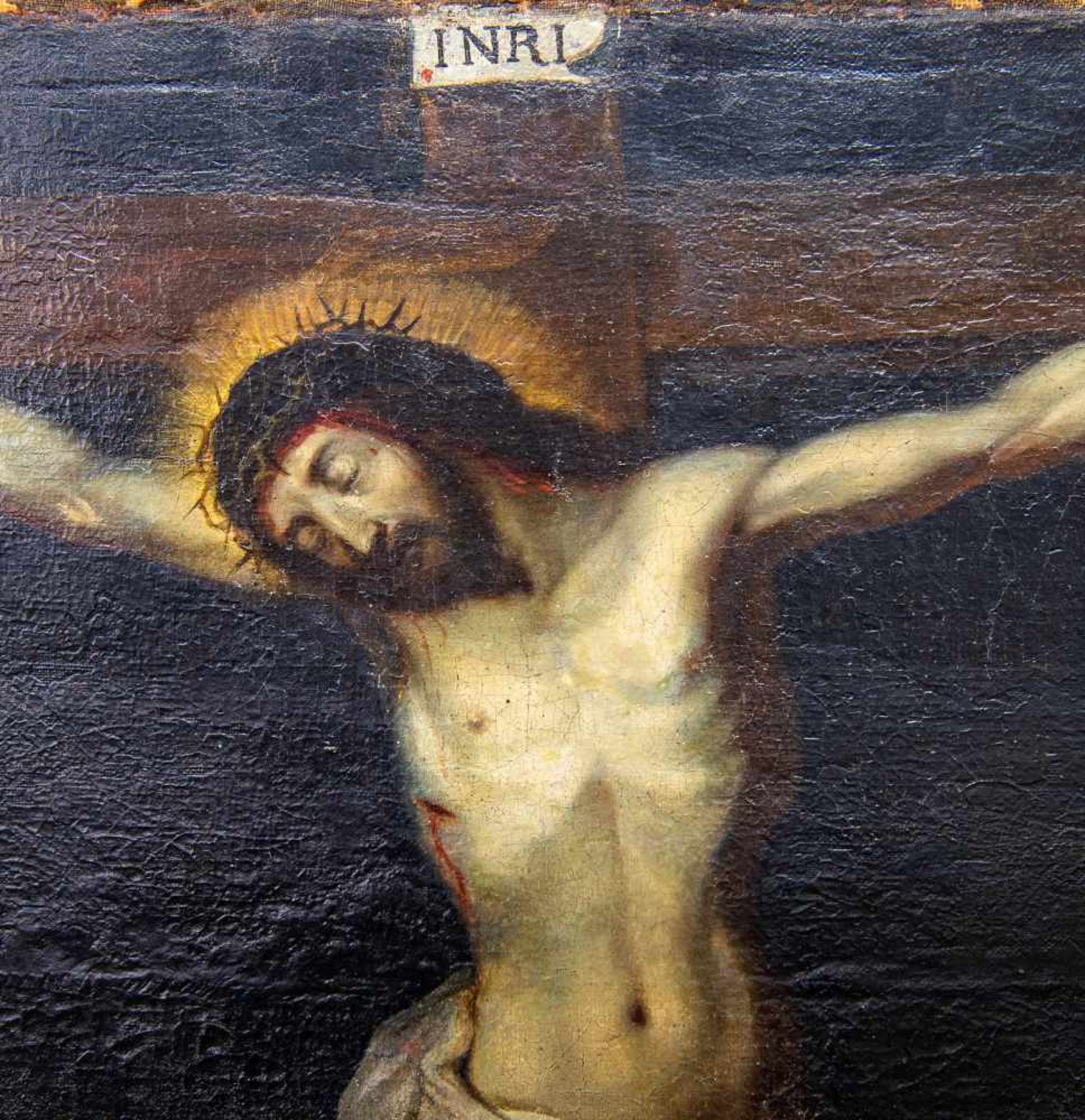 Unsigned, Golgotha, Oil/canvas, late 17th, early 18th C. Length: 0 cm , Width: 163 cm, Hight: 134 - Bild 3 aus 7