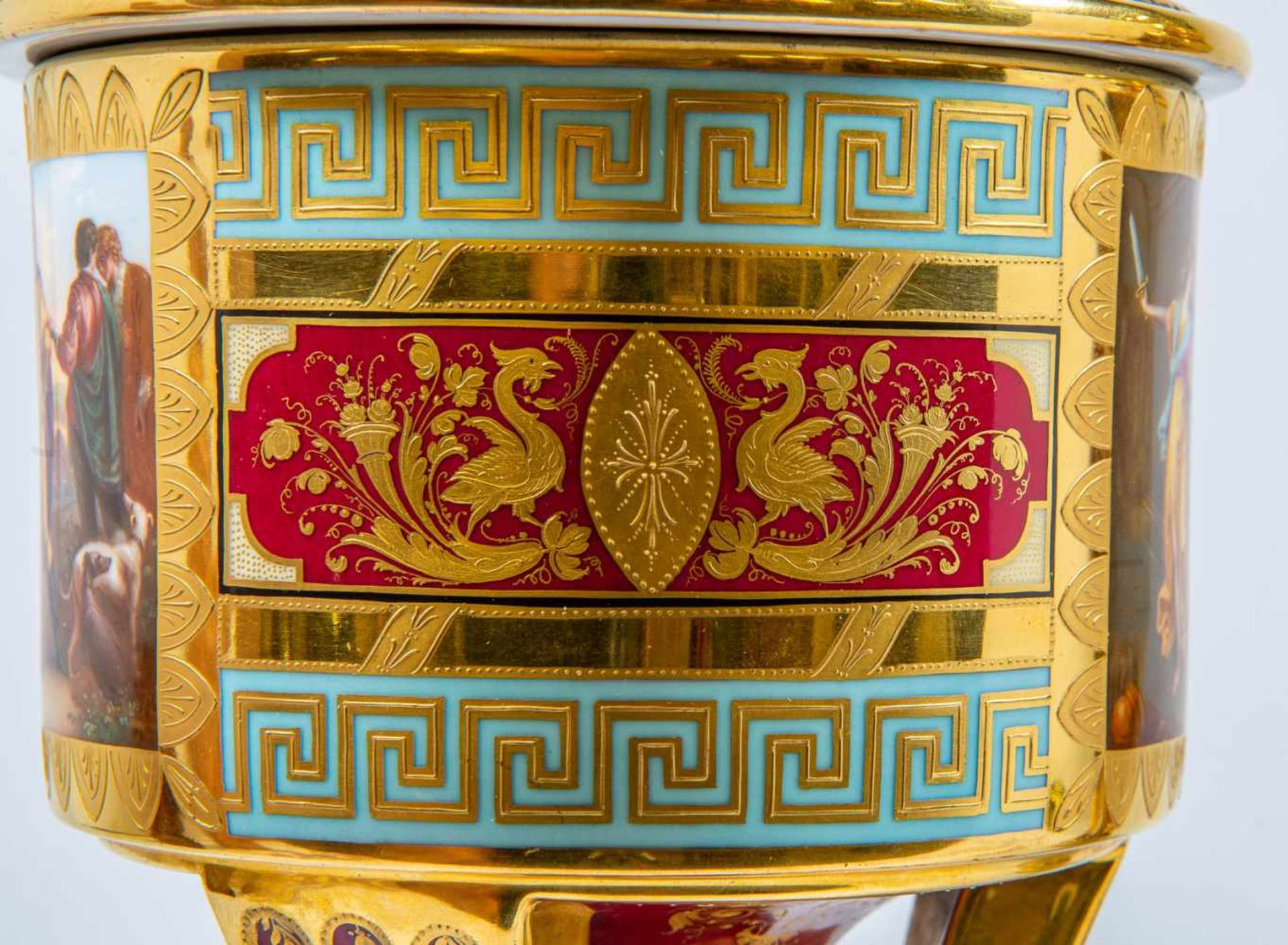 Pair of exceptional Ice-pails Royal Vienna, handpainted with 4 large decor's. "Hektor Paris & - Image 11 of 15