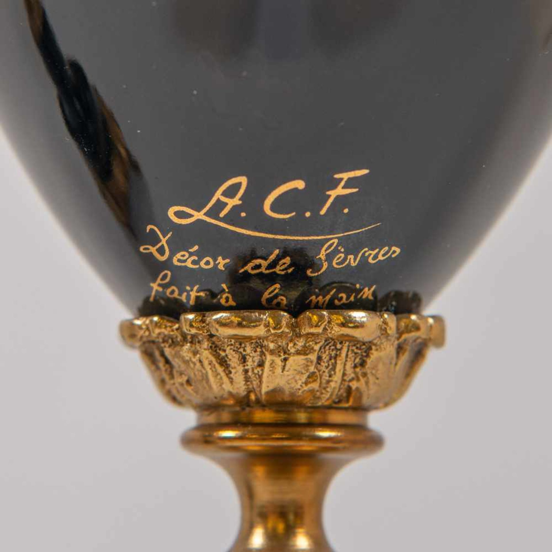 A.C.F. Decor de Sèvres, Pair of young vases, handpainted decor signed G. Rimi, bronze mounted. - Image 6 of 7