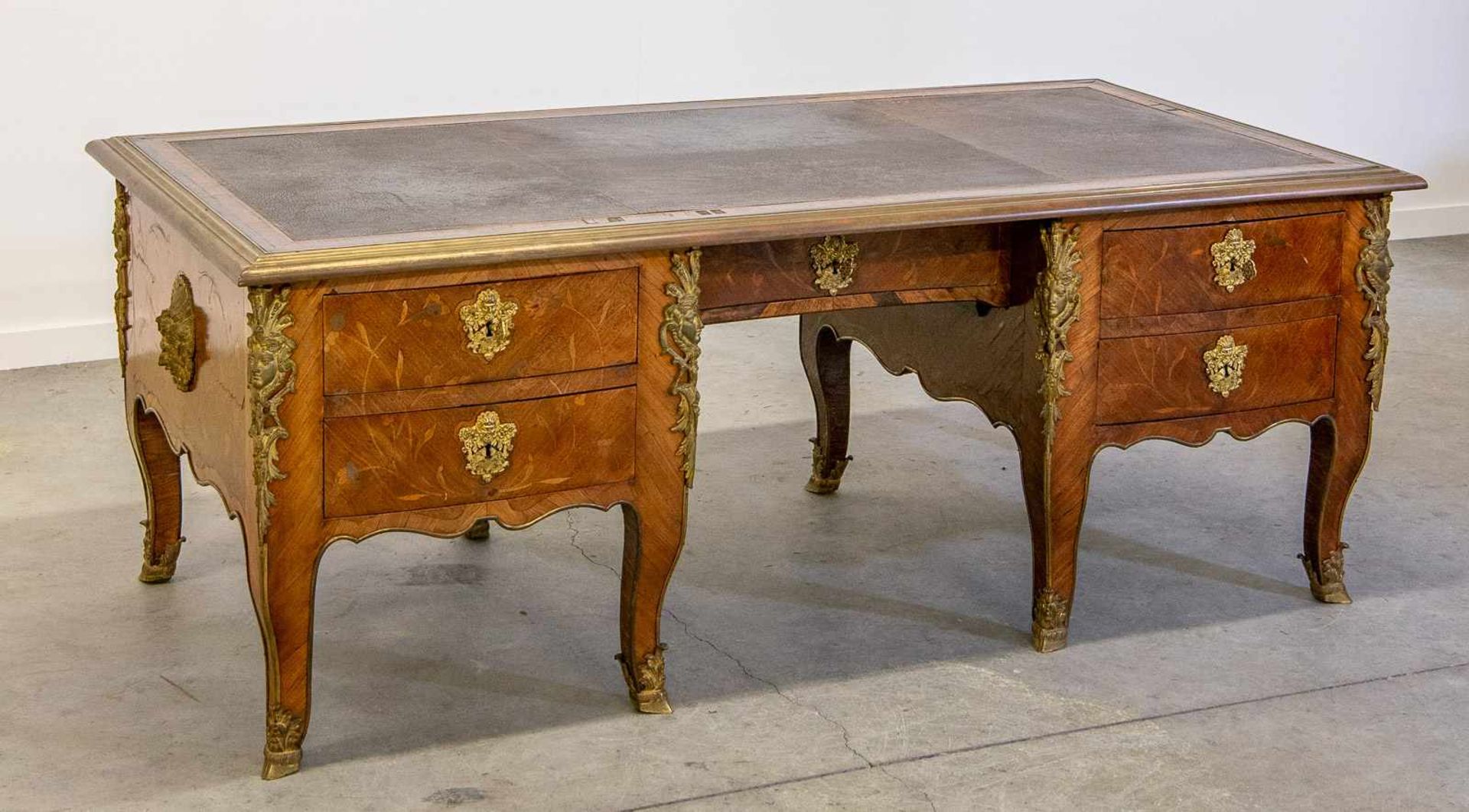 Desk, Napoleon 3 period, around 1850. Length: 195 cm , Width: 97 cm, Hight: 74 cm, Diameter: 0 cm - Bild 3 aus 13