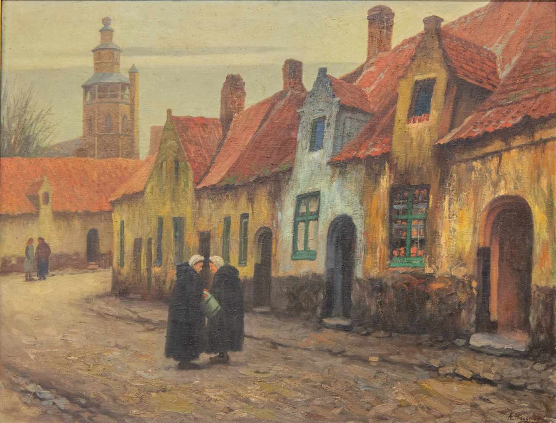 Arthur HAEGHEBAERT (1876-1942)Arthur HAEGHEBAERT (1876-1942), The Street, Oil/canvas Length: 0 - Bild 2 aus 4