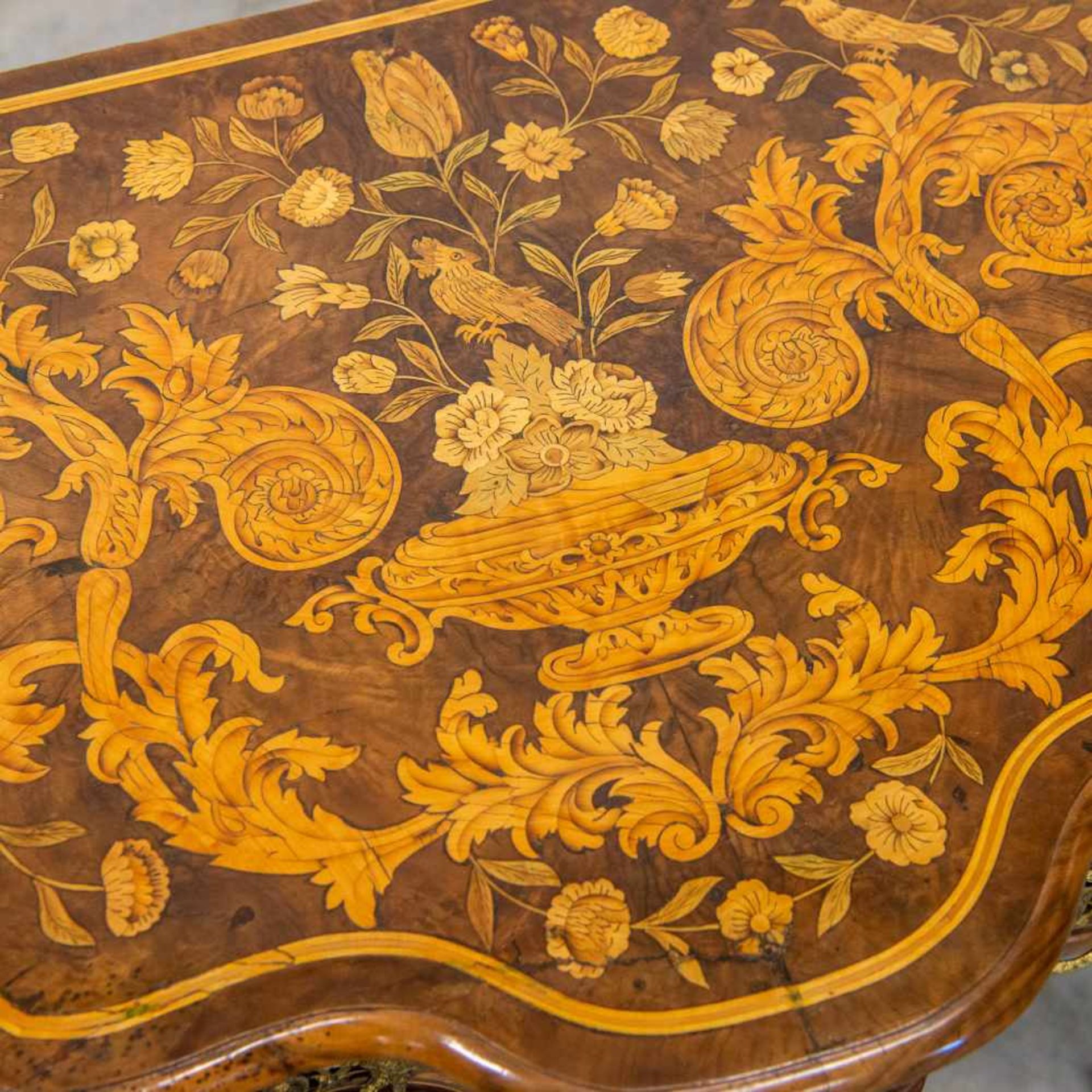 Commode with 2 drawers, marquetry inlay with floral patterns, Holland, 18th Century Length: 82 - Bild 5 aus 9