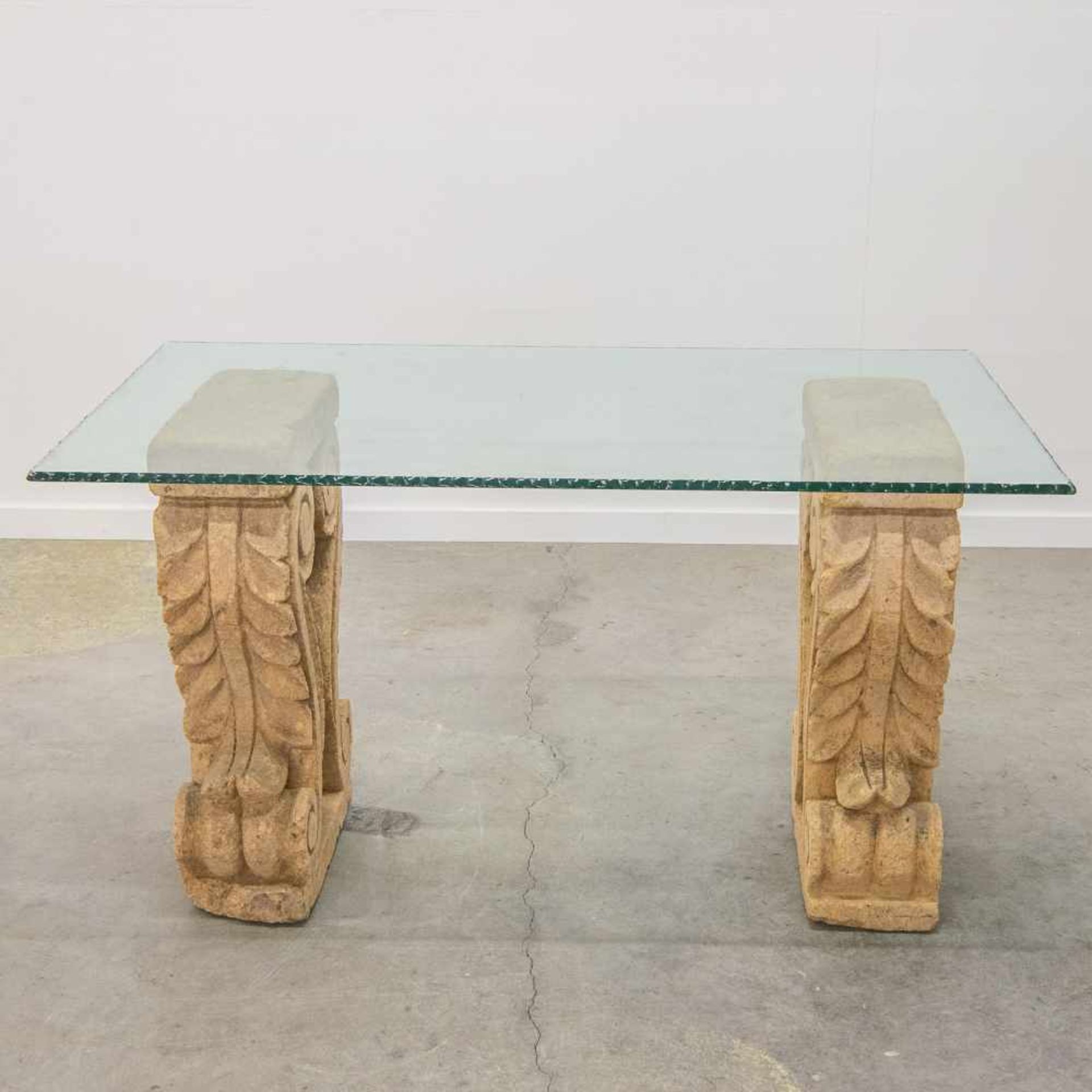 Glass and stone table Length: 140 cm , Width: 80 cm, Hight: 77 cm, Diameter: 0 cm