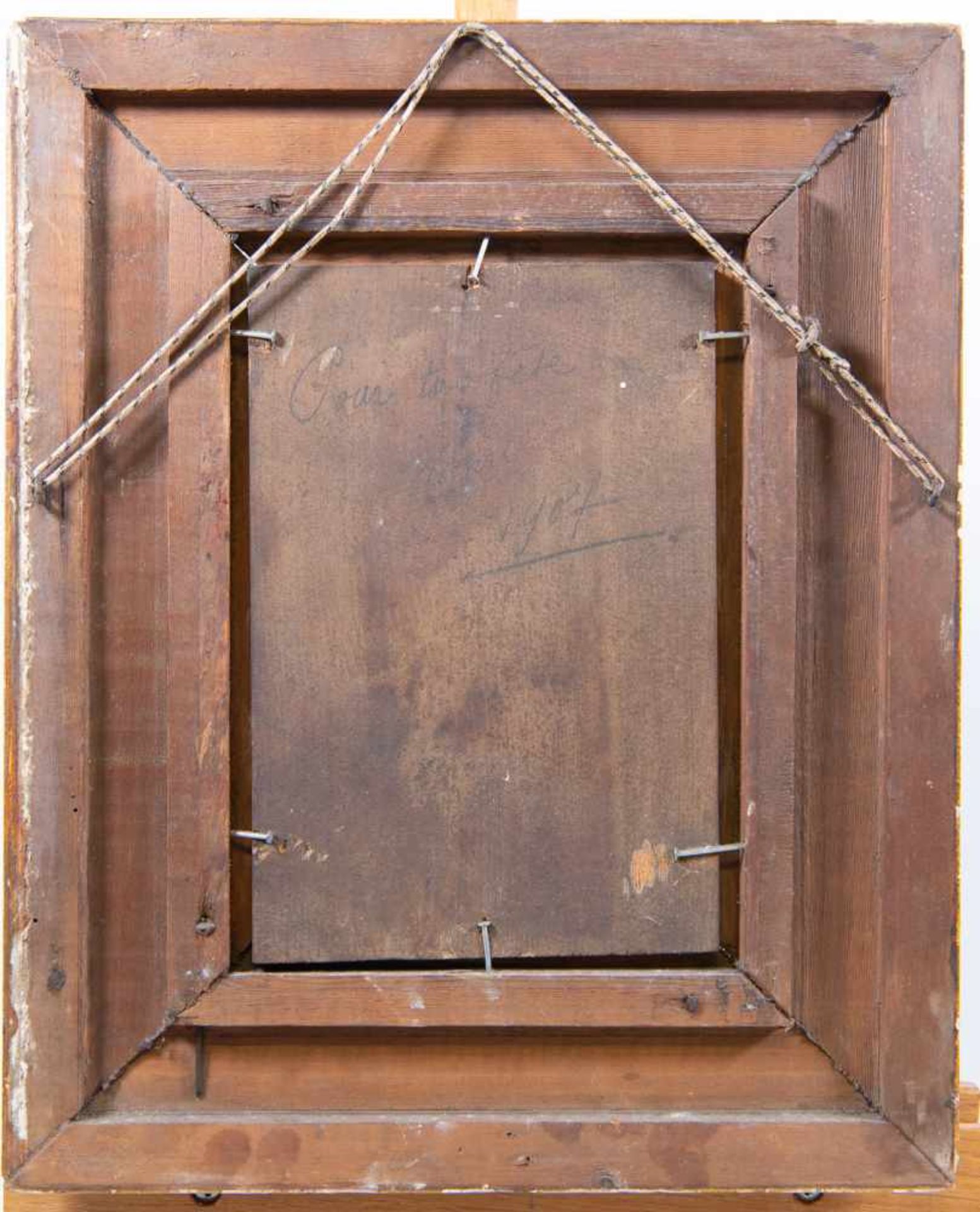 Unsigned, Windmill and ship, Oil/panel, 1907, Gilt wood frame. Length: 0 cm , Width: 32 cm, Hight: - Bild 4 aus 5