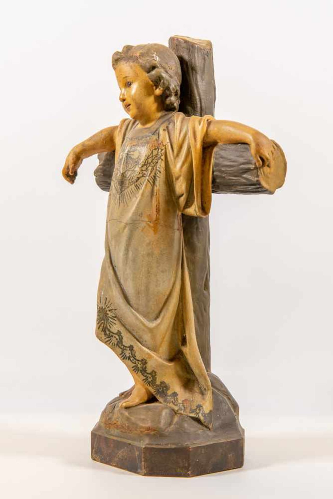 Terra cotta statue, Glass eyes, Jesus Length: 25 cm , Width: 14 cm, Hight: 41 cm, Diameter: 0 cm - Bild 3 aus 8