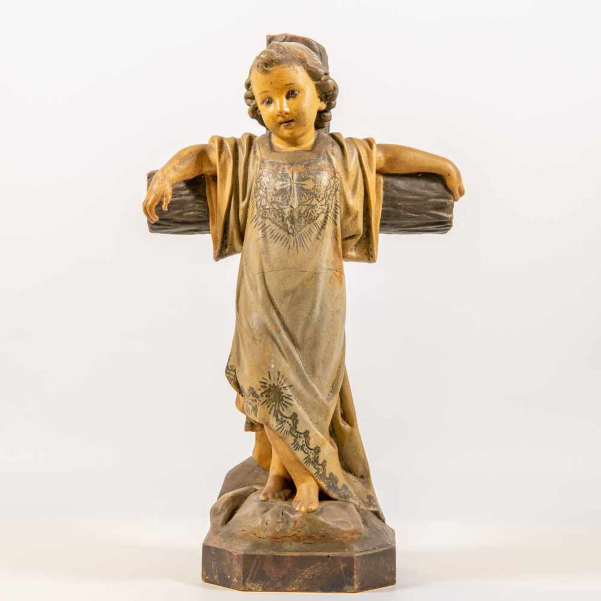 Terra cotta statue, Glass eyes, Jesus Length: 25 cm , Width: 14 cm, Hight: 41 cm, Diameter: 0 cm - Bild 2 aus 8