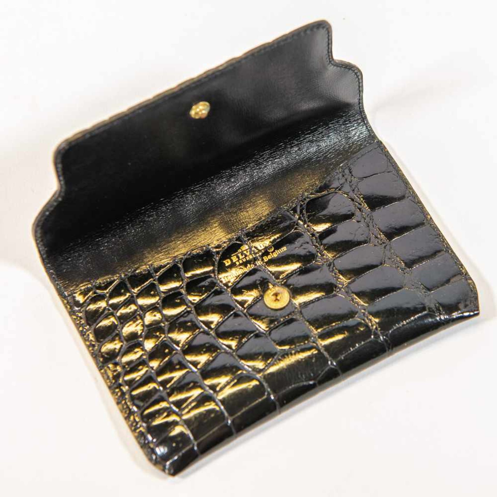 Black wallet, Aligator Leather, Delvaux, België Length: 14 cm , Width: 9 cm, Hight: 0 cm, - Image 3 of 5