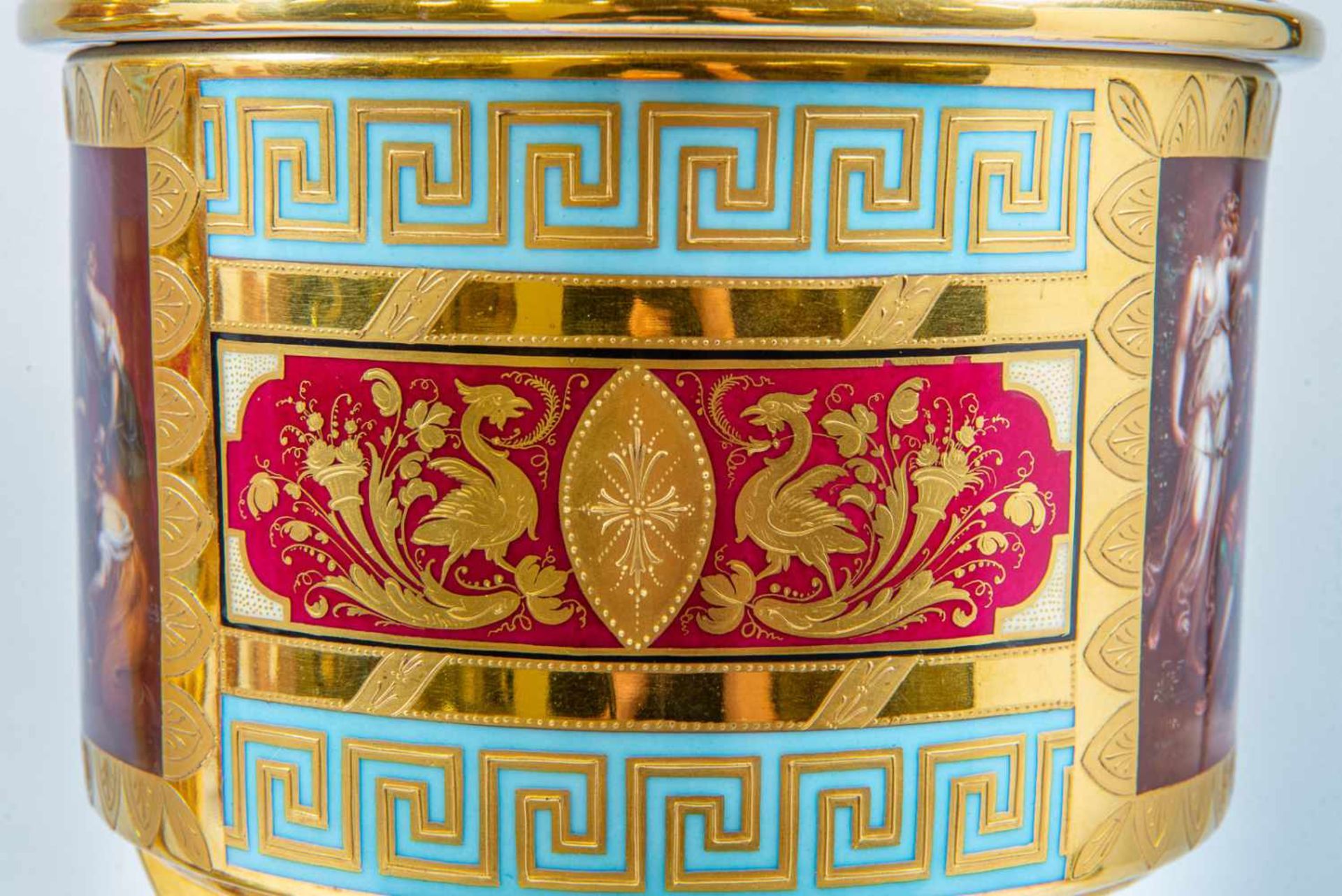Pair of exceptional Ice-pails Royal Vienna, handpainted with 4 large decor's. "Hektor Paris & - Image 8 of 15