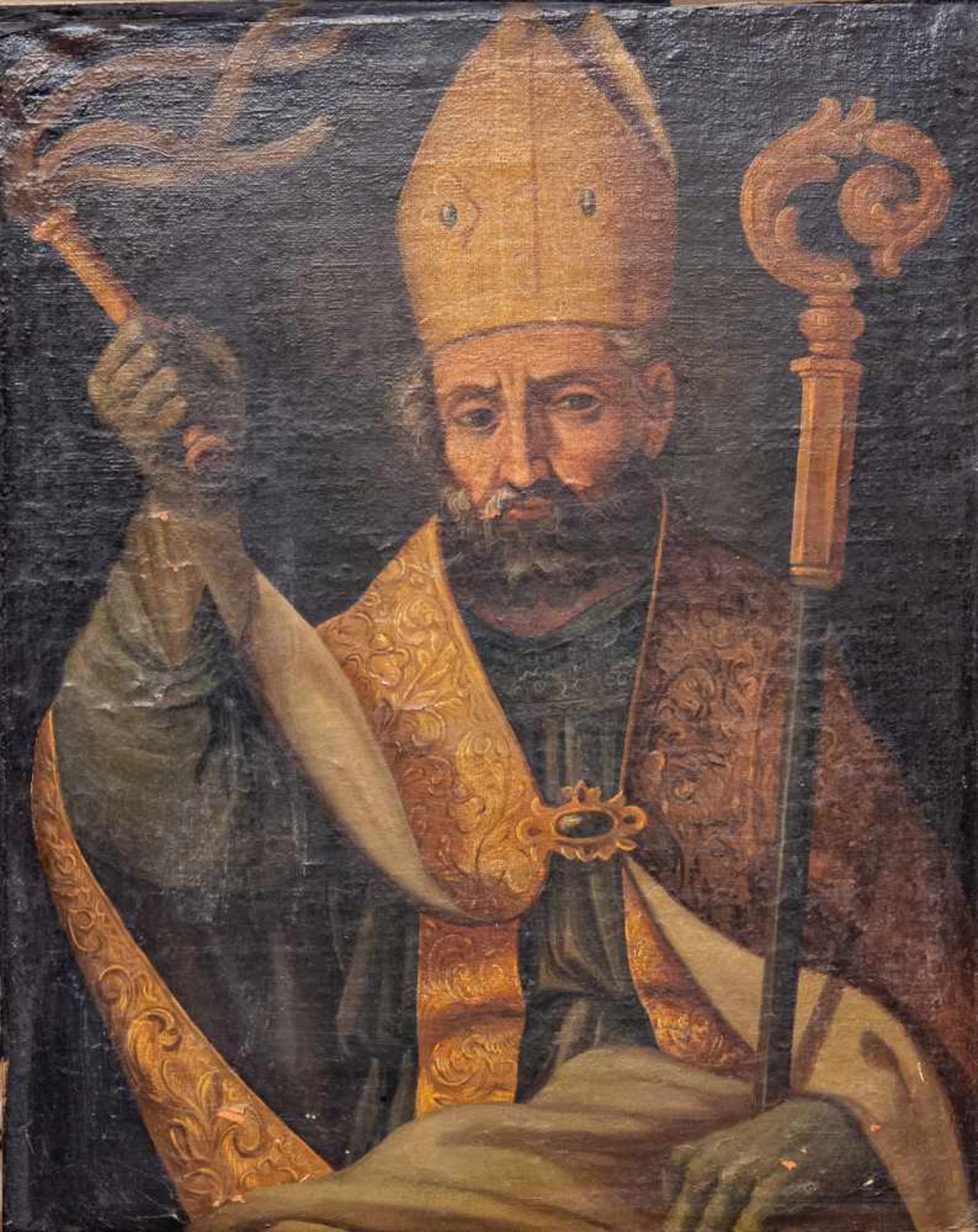 Painting of a saint, painted with a whip, Oil/canvas, 18th century Length: 0 cm , Width: 74 cm, - Bild 2 aus 3