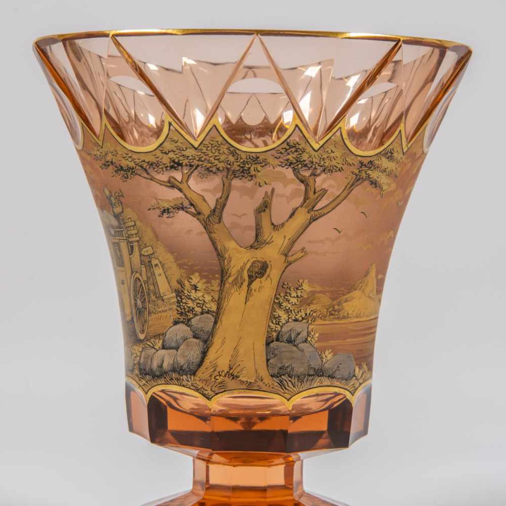 Unmarked, Probaby Czech, Handpainted vase Length: 0 cm , Width: 0 cm, Hight: 23 cm, Diameter: 19,5 - Bild 3 aus 5