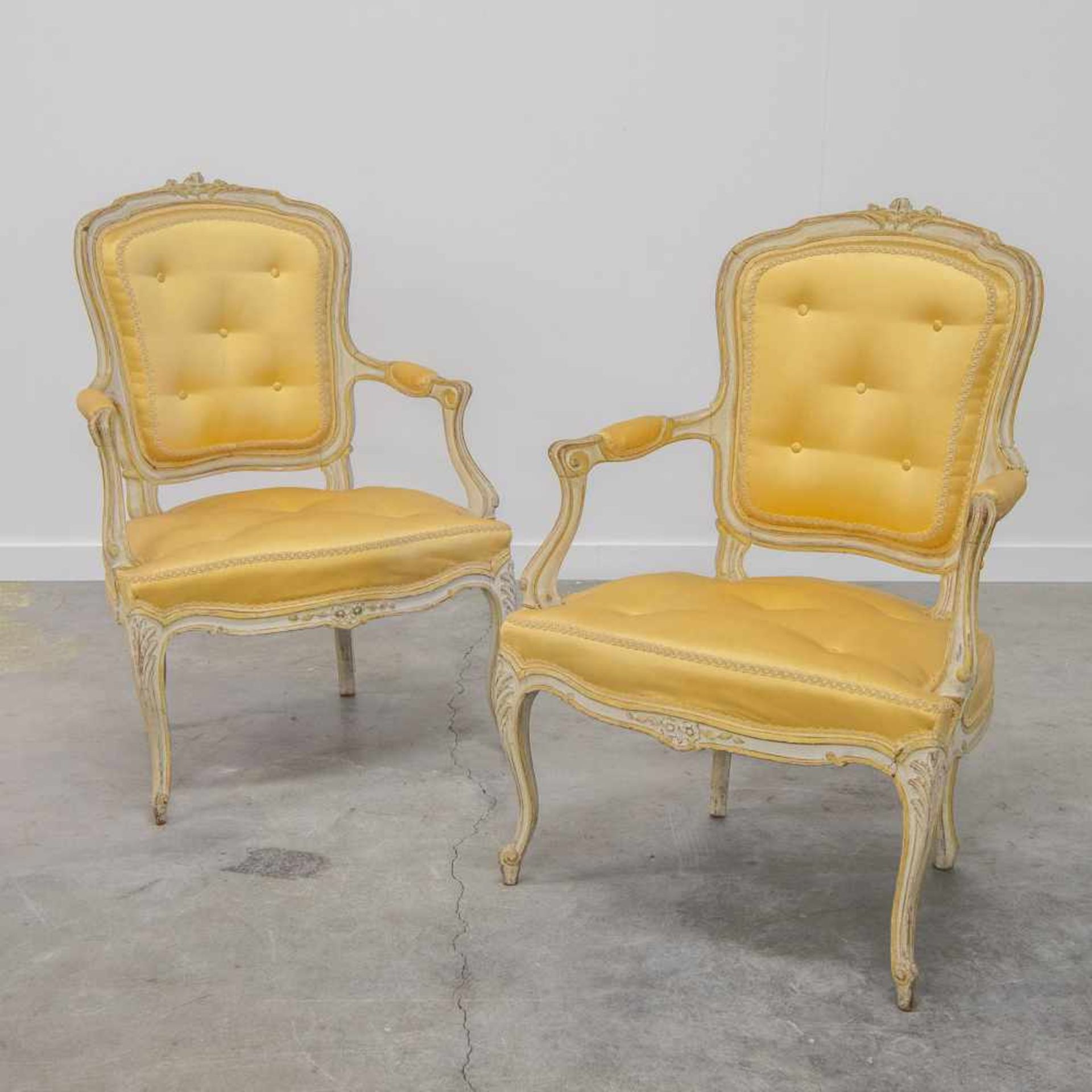 Pair of handsculpted armchairs, LXV style, 1900's. Length: 0 cm , Width: 0 cm, Hight: 0 cm, - Bild 3 aus 6