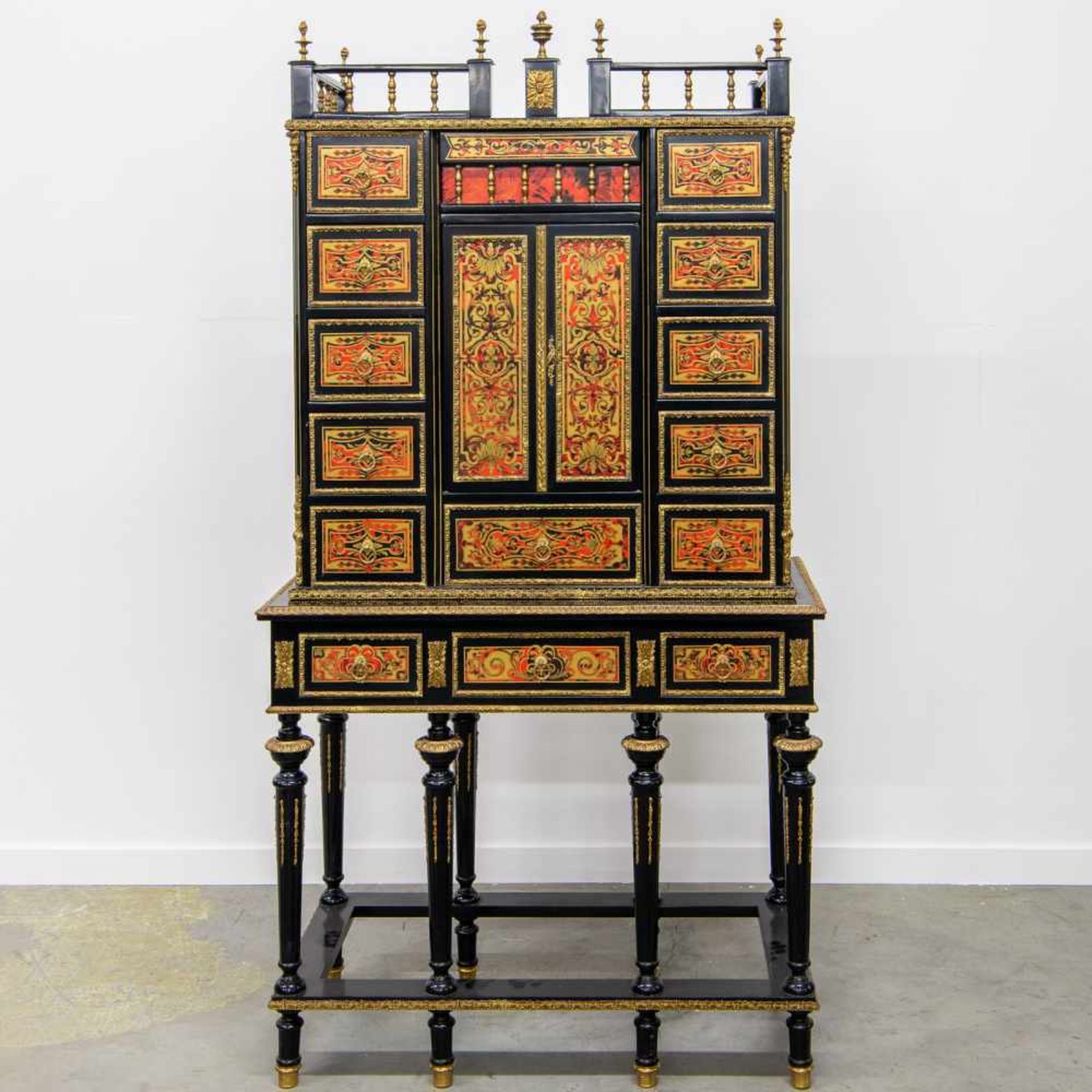 1970's made Boulle cabinet. Length: 95 cm , Width: 48 cm, Hight: 181 cm, Diameter: 0 cm