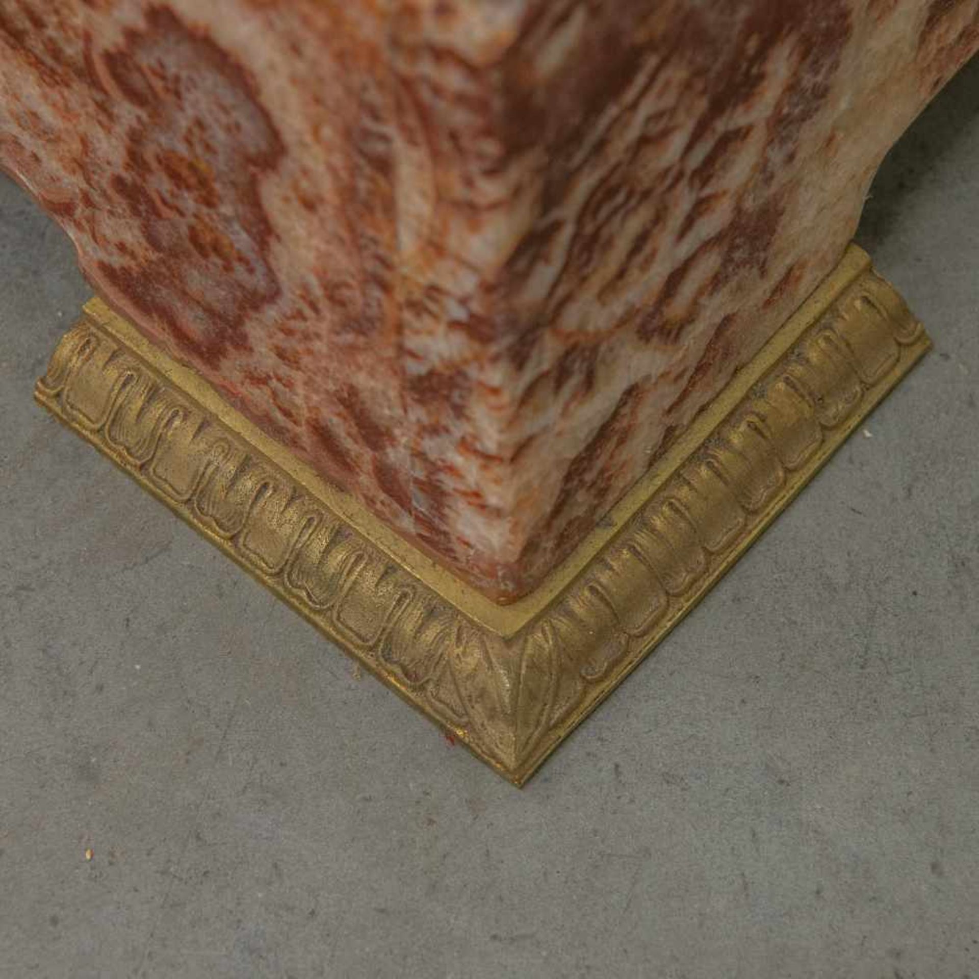 Pedestal made of red Onyx, with a swivel top and standing on bronze feet. Marked, "Fizel". 19th - Image 7 of 9