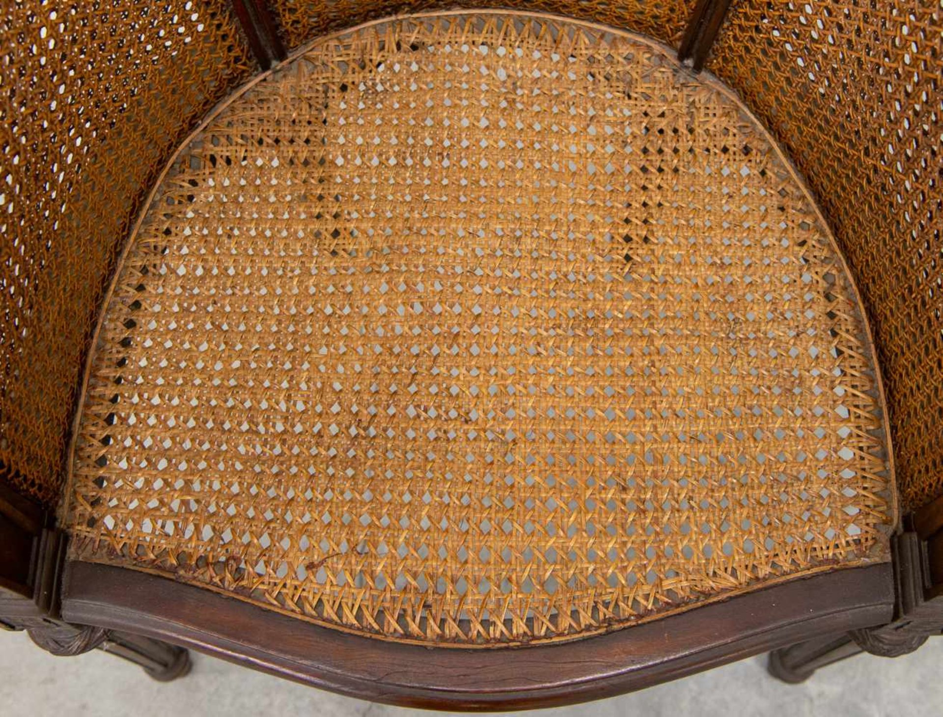 Side chair with double caning, LXVI style, 1920's. (Caning to restore) Length: 57 cm , Width: 48 cm, - Bild 5 aus 7