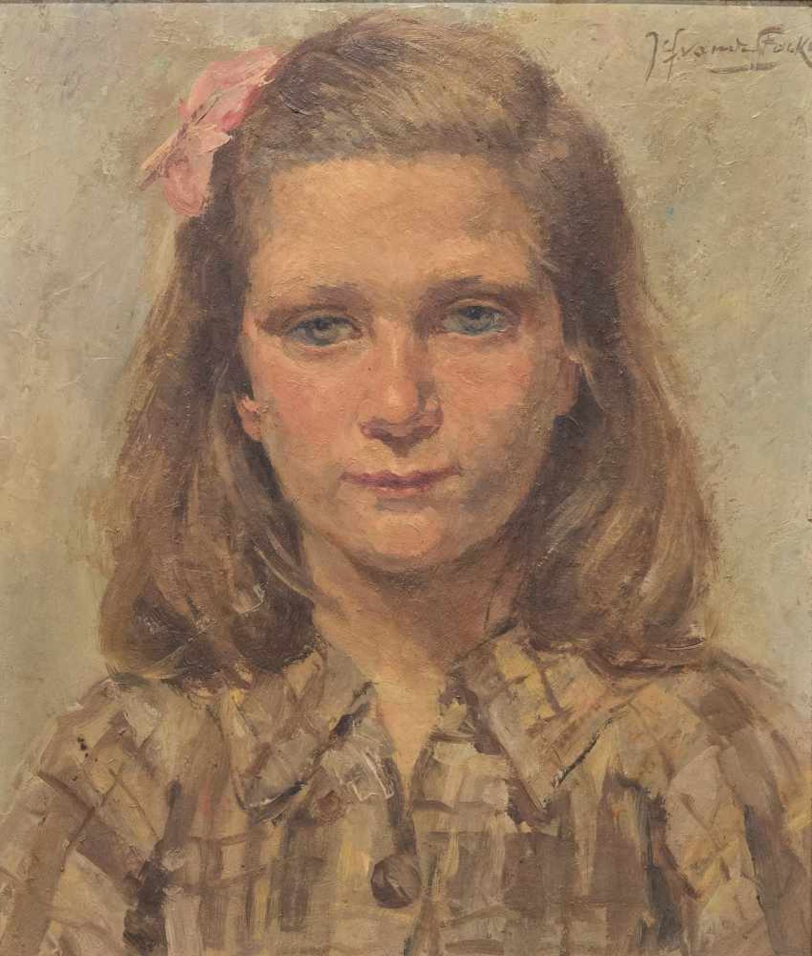 Jef VAN DE FACKERE (1879-1946)Jef VAN DE FACKERE (1879-1946), Portrait, oil/panel Length: 0 cm , - Bild 2 aus 3