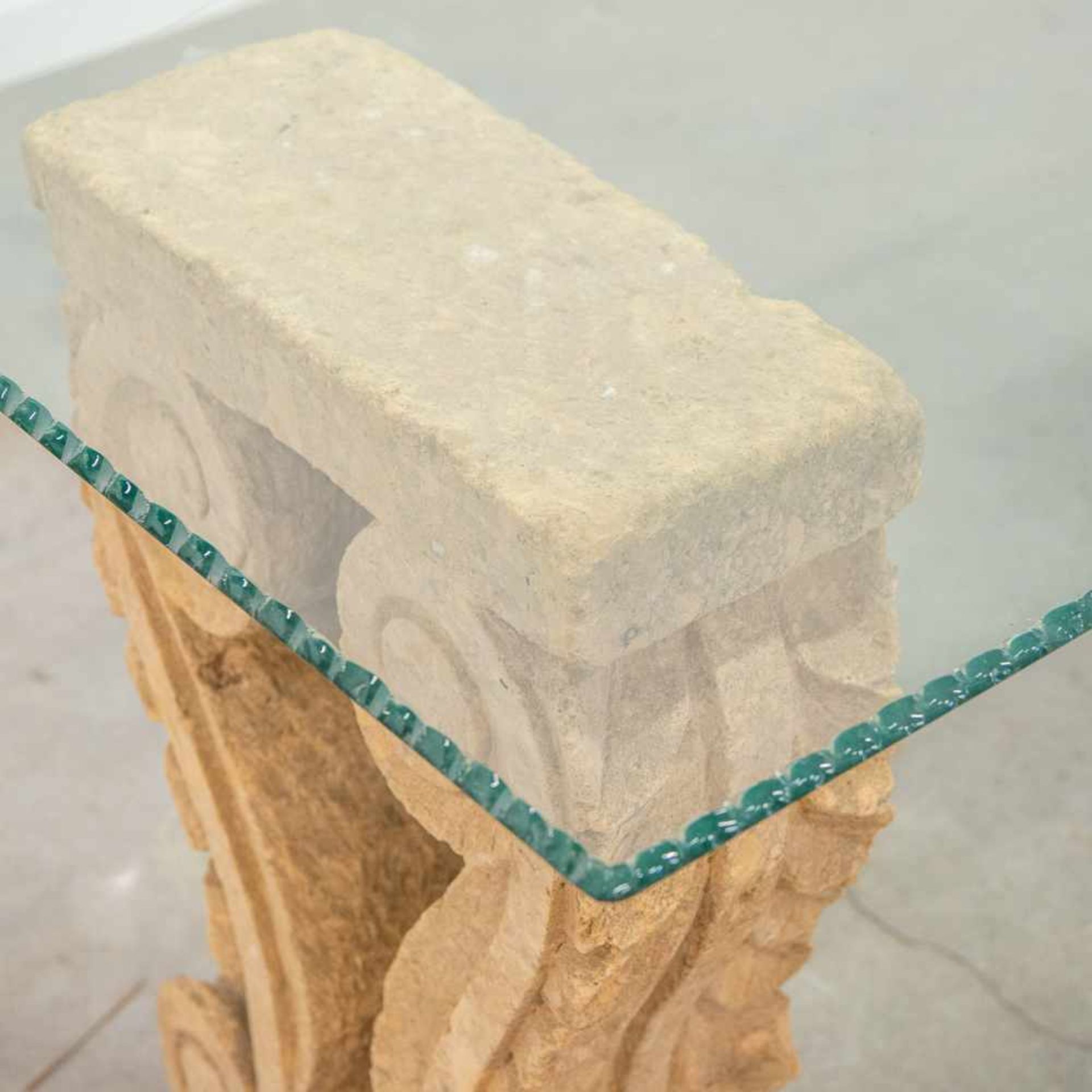 Glass and stone table Length: 140 cm , Width: 80 cm, Hight: 77 cm, Diameter: 0 cm - Bild 5 aus 7