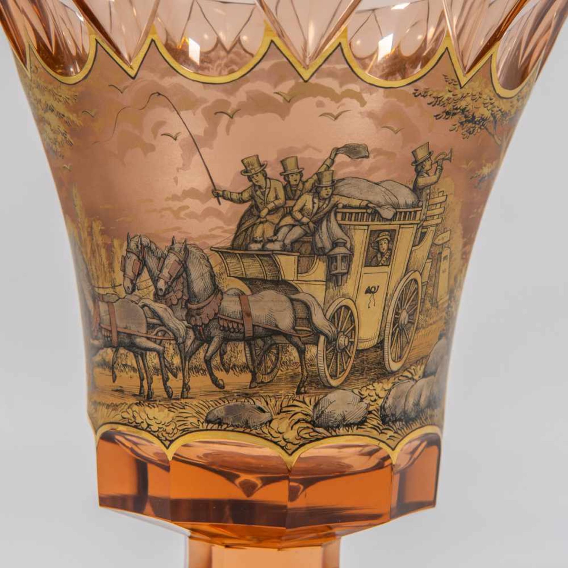 Unmarked, Probaby Czech, Handpainted vase Length: 0 cm , Width: 0 cm, Hight: 23 cm, Diameter: 19,5 - Bild 2 aus 5