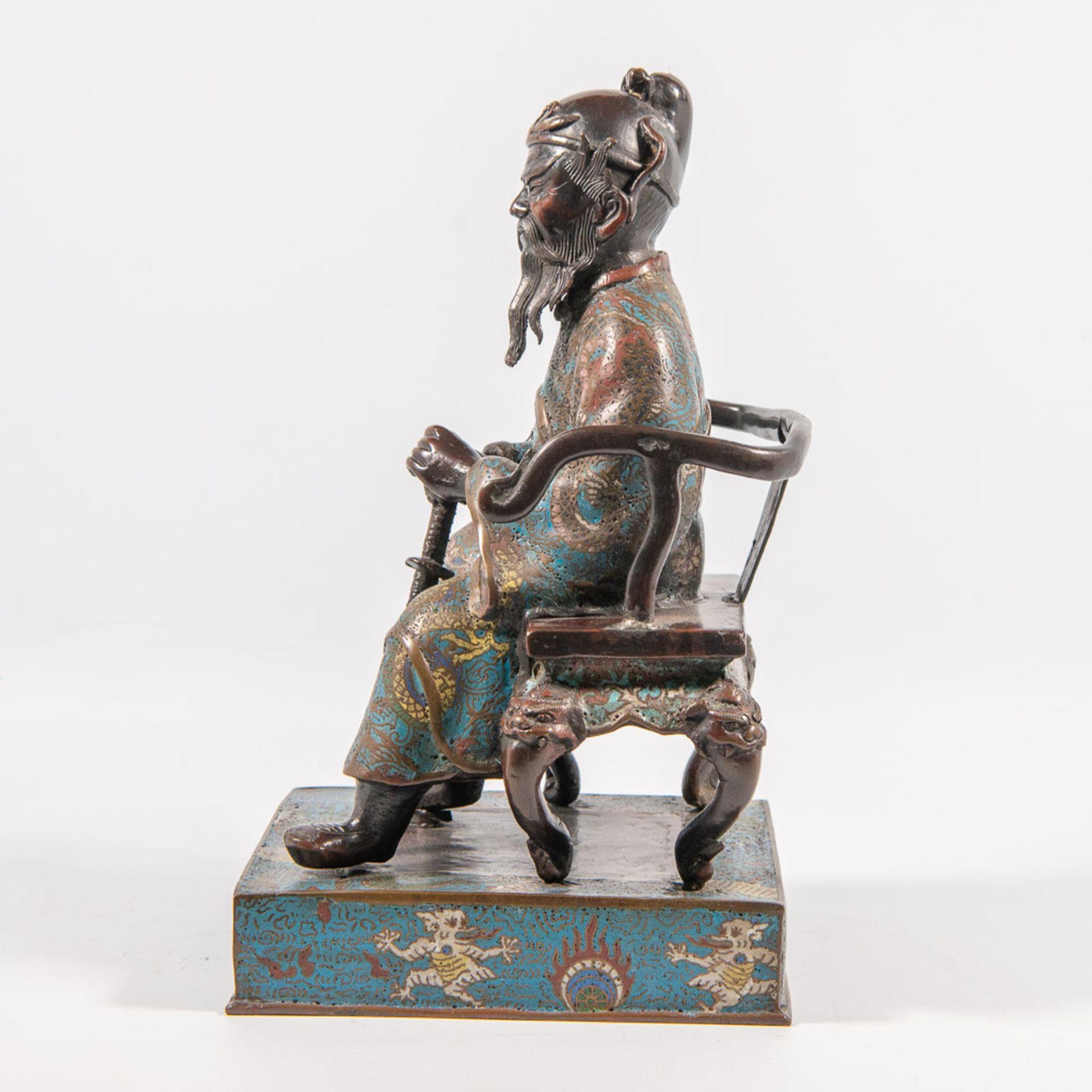 Emperor on the throne, Bronze cloisonnÈ - Bild 3 aus 12