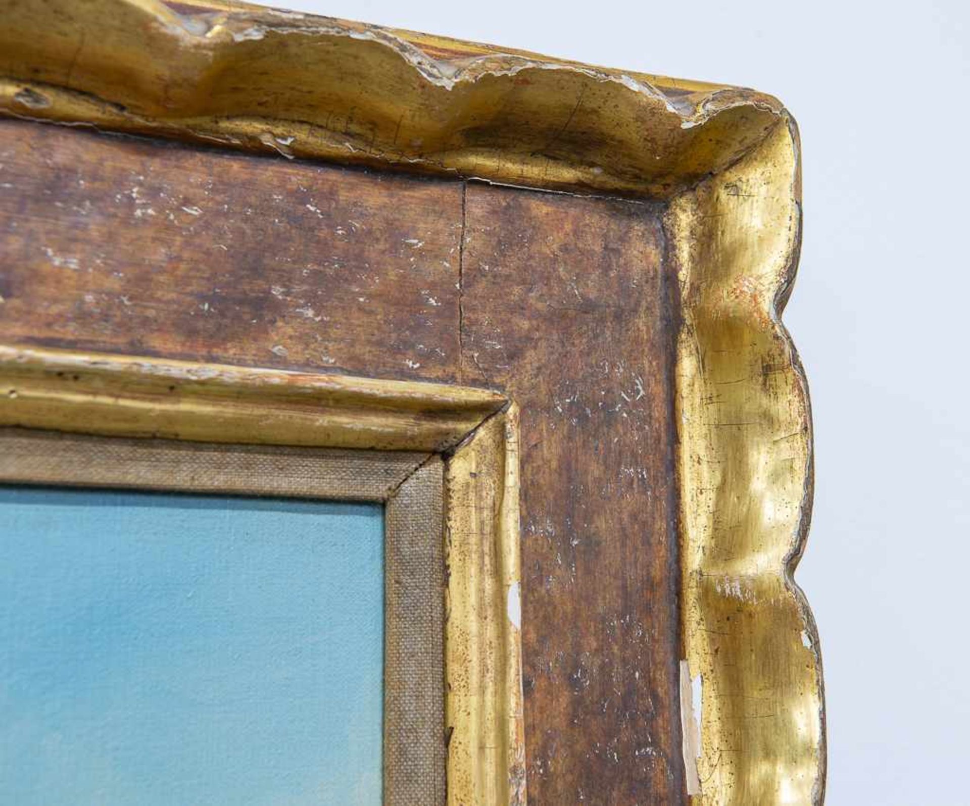 Painting in a sculptured wood frame - Image 3 of 9