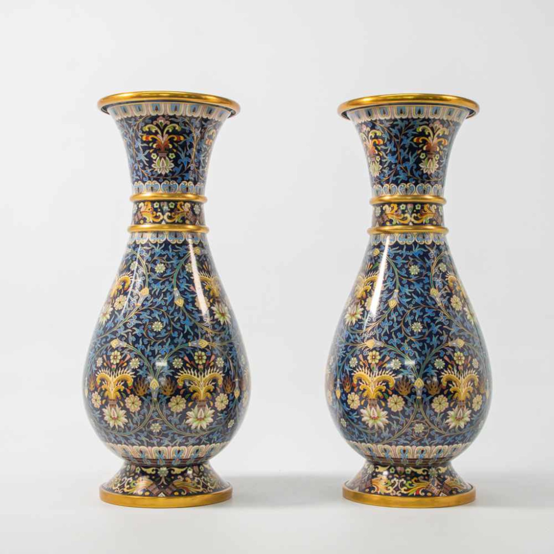 Pair of CloisonnÈ vases - Bild 4 aus 9