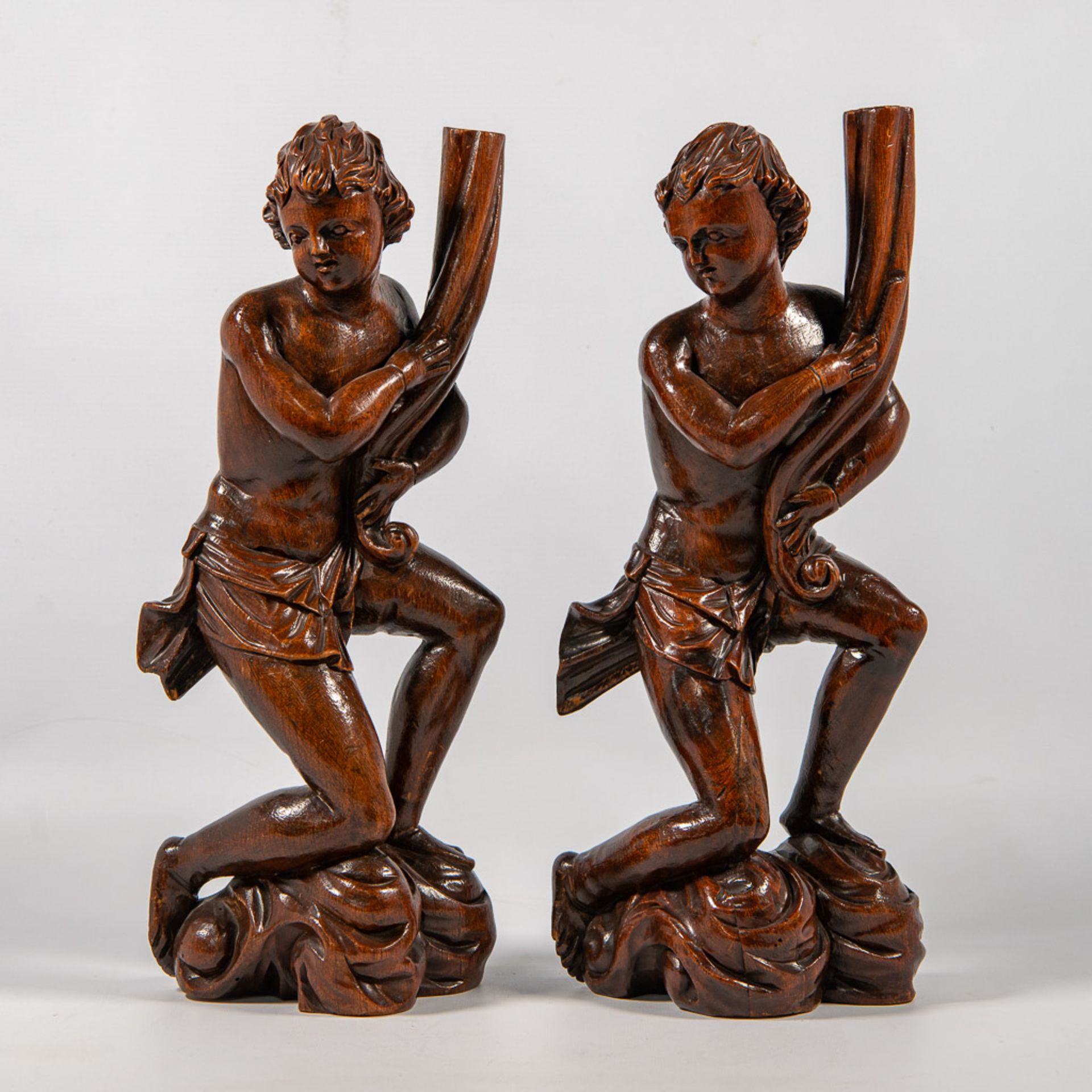 Pair Wood Sculptures