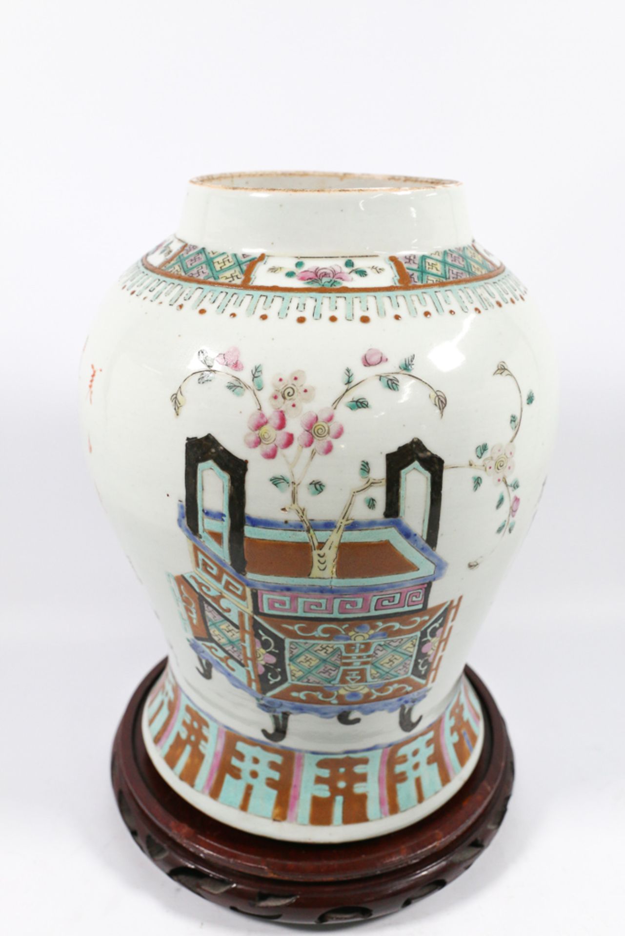 Chinese vase with cover, blue white - Image 3 of 13