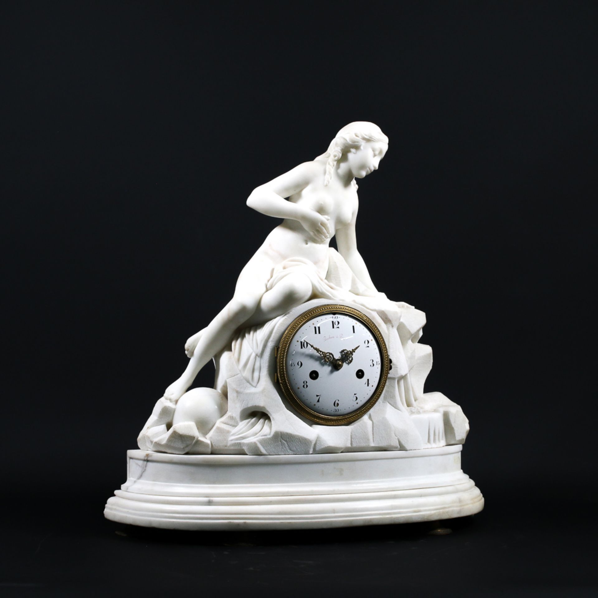 Clock made of white carrara marble - Image 5 of 16