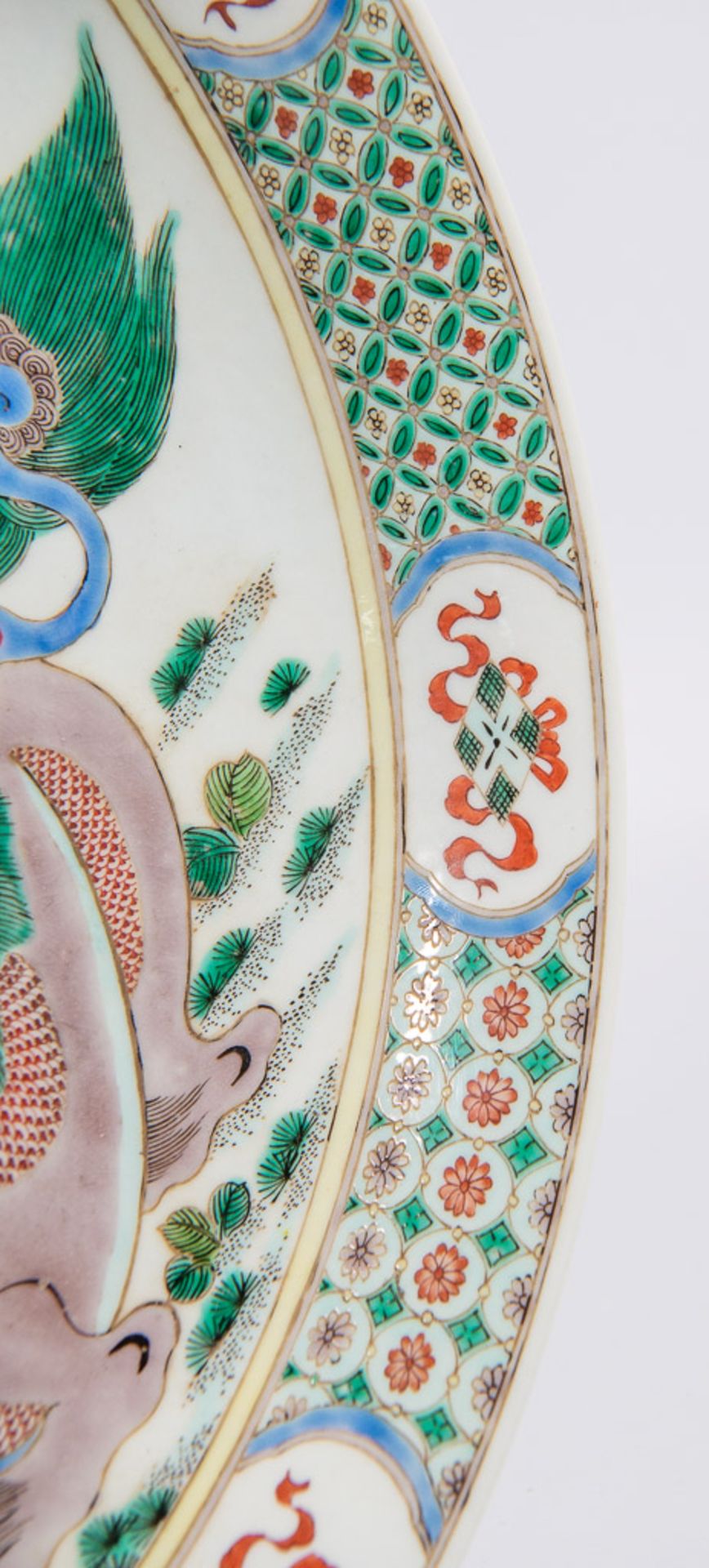 Display plate Wucai with dragons - Image 8 of 12