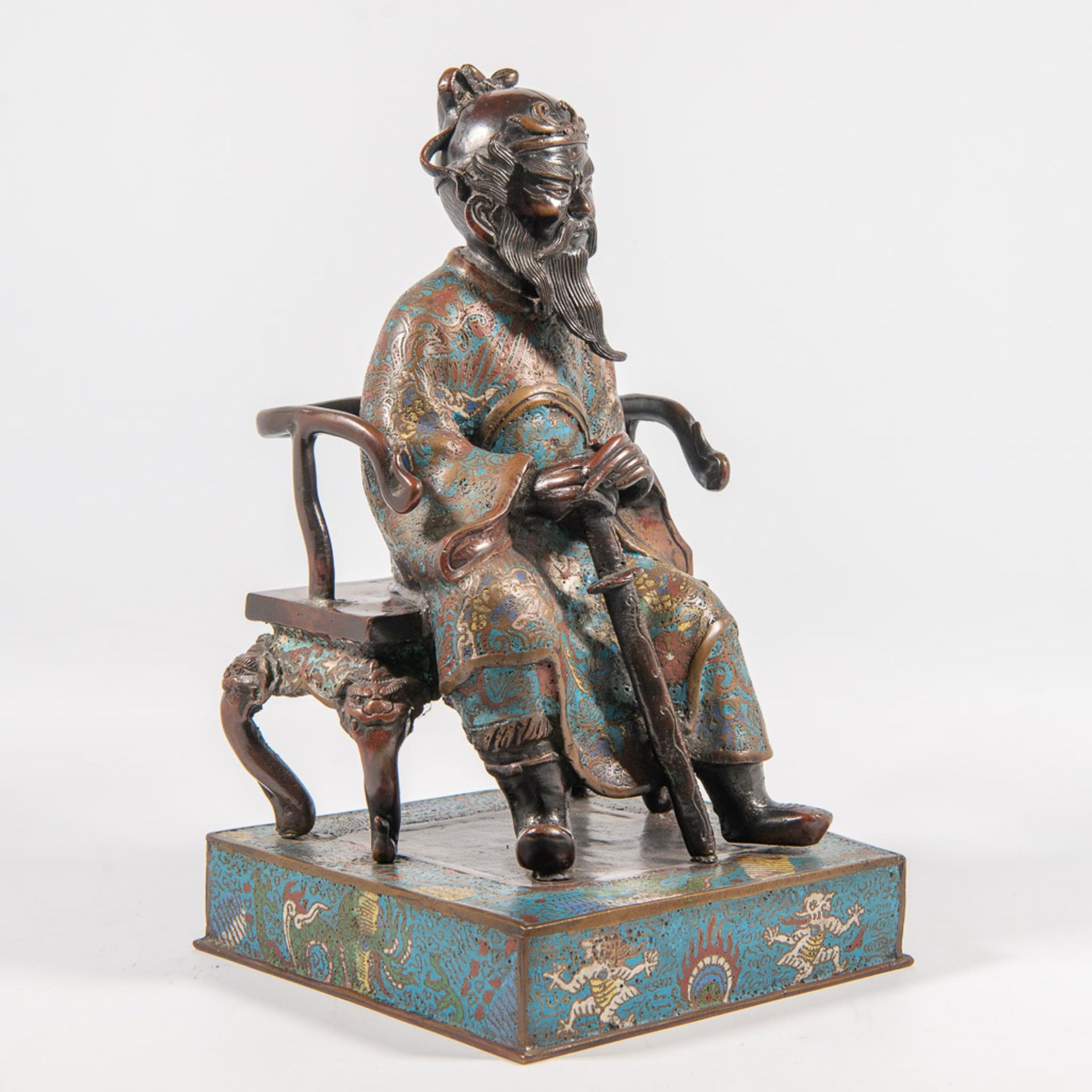 Emperor on the throne, Bronze cloisonnÈ - Bild 8 aus 12