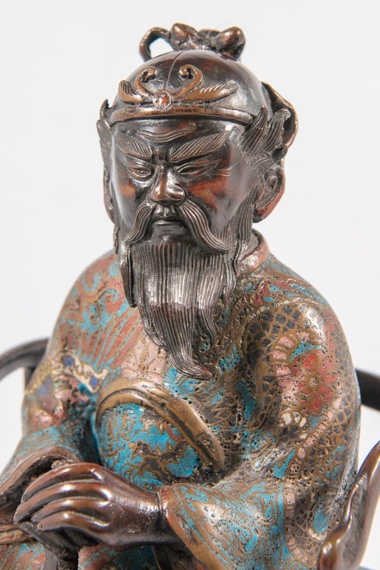 Emperor on the throne, Bronze cloisonnÈ - Bild 5 aus 12