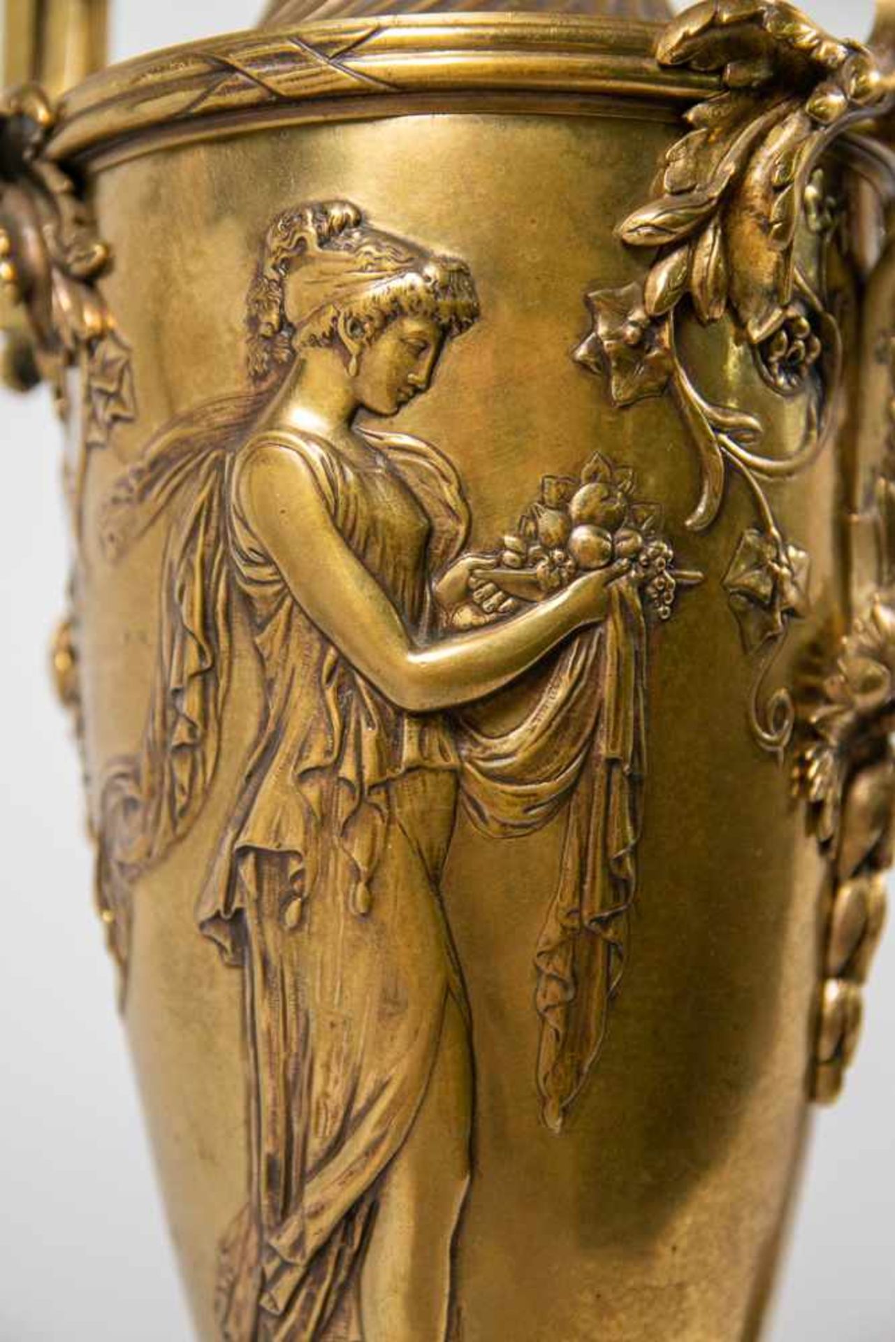 Pair bronze vases with ancient roman decor - Image 5 of 12