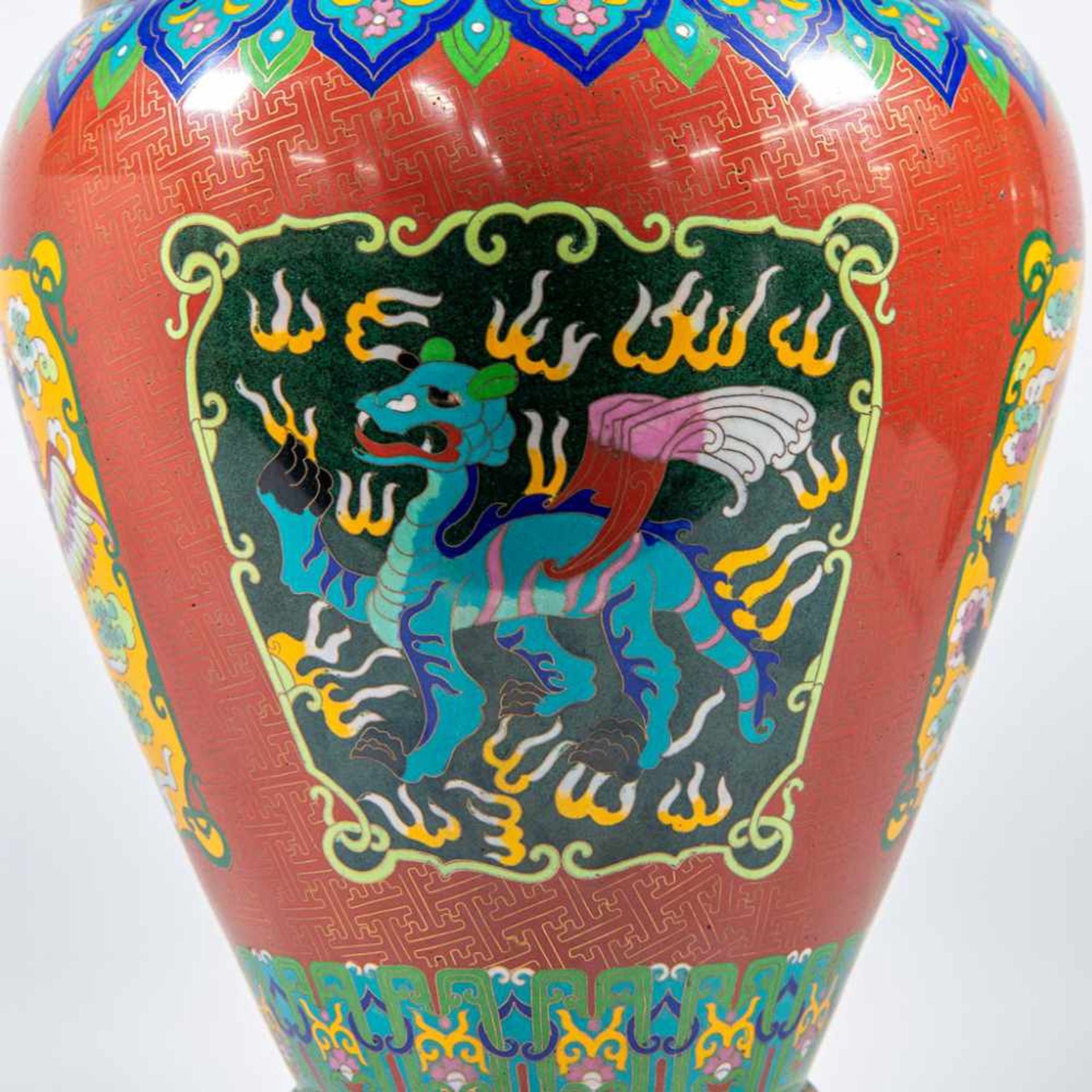 Exceptional pair cloisonnÈ vases - Image 6 of 12