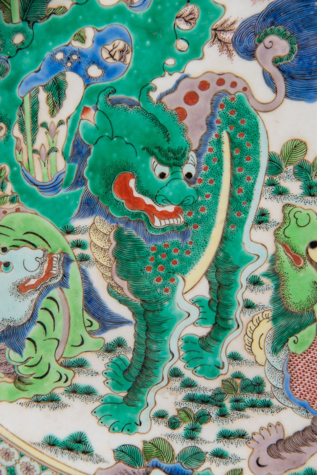 Display plate Wucai with dragons - Image 5 of 12