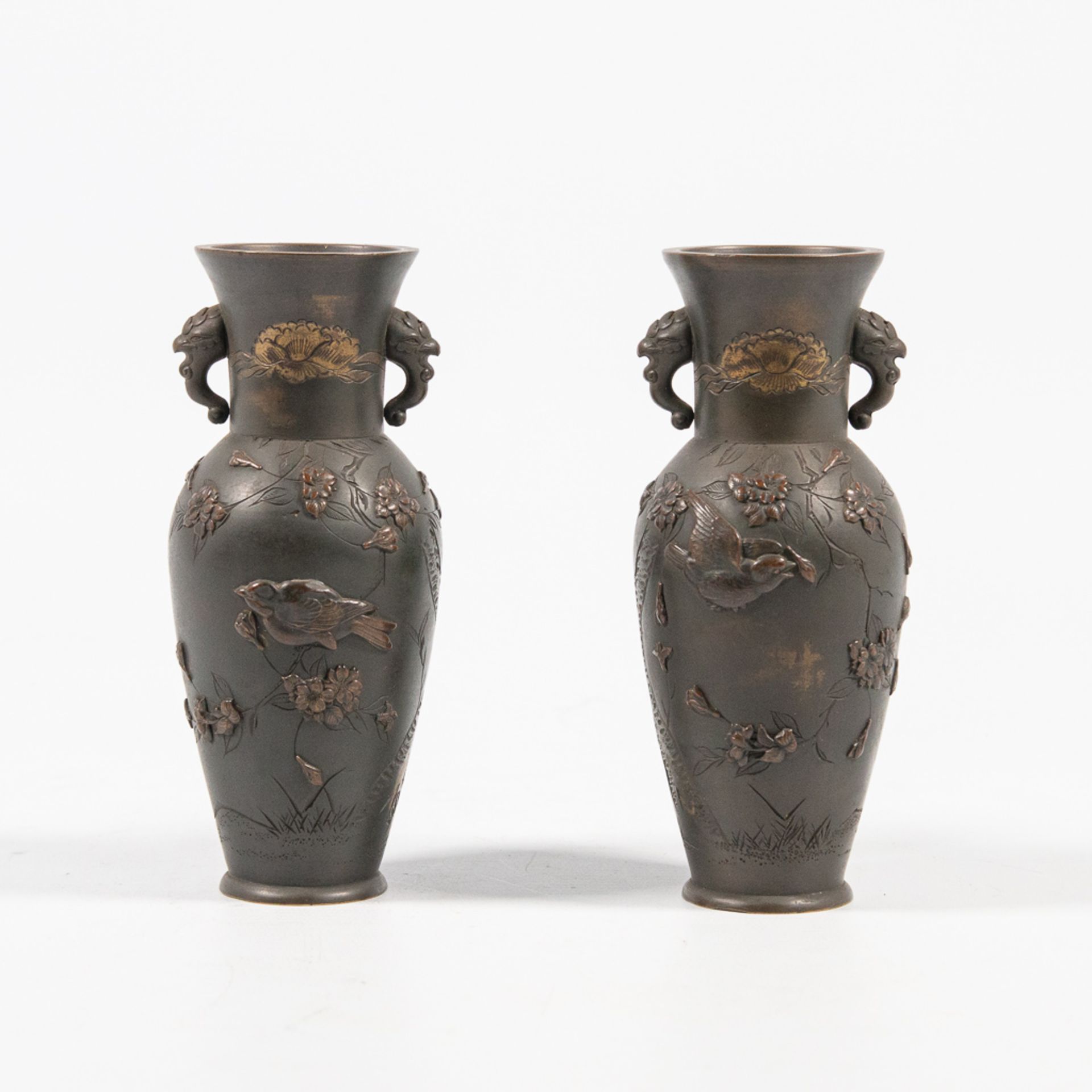Pair of Japanese small vases.