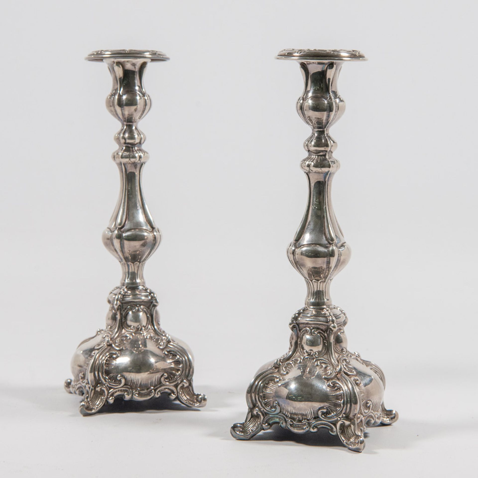 Pair silver candlesticks