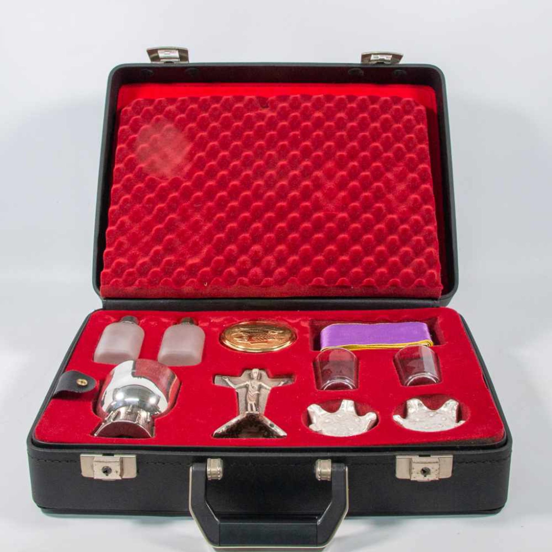 Communion items in suitcase