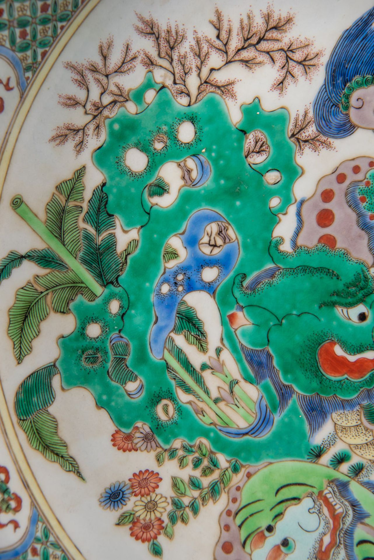 Display plate Wucai with dragons - Image 6 of 12