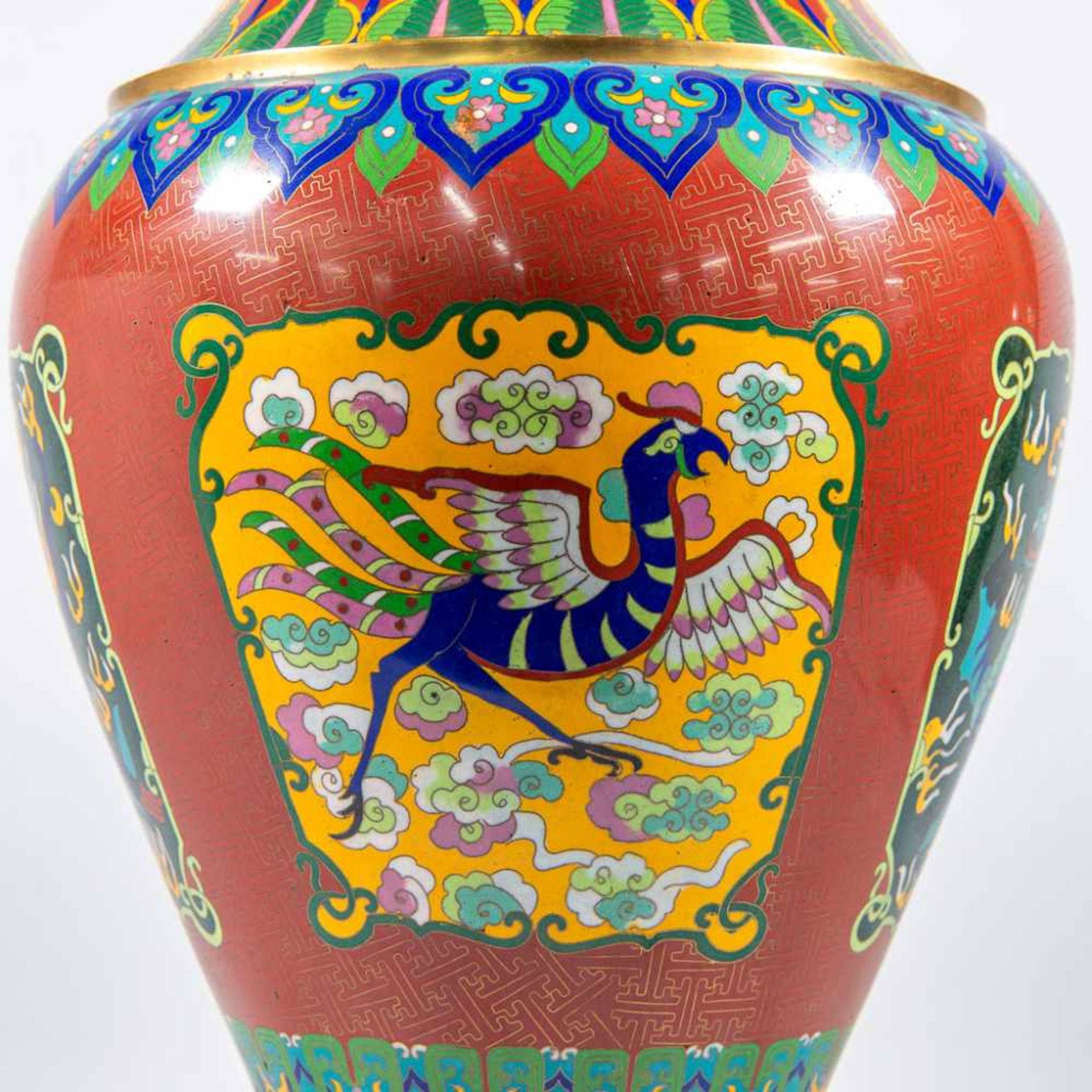 Exceptional pair cloisonnÈ vases - Image 7 of 12