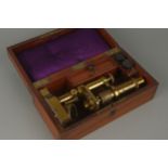A Victorian French Compound Monocular Microscope,