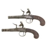A Pair of Cannon-Barrelled Flintlock Pocket Pistols, by Haynes & Co,