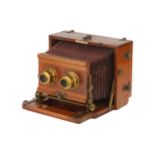 A J. Lancaster & Sons Stereo Instantograph Mahogany Field Camera,