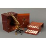 A Brass Microscope & Slides,