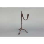 A Wrought Iron 18th Century Rush Light & Candle Holder,